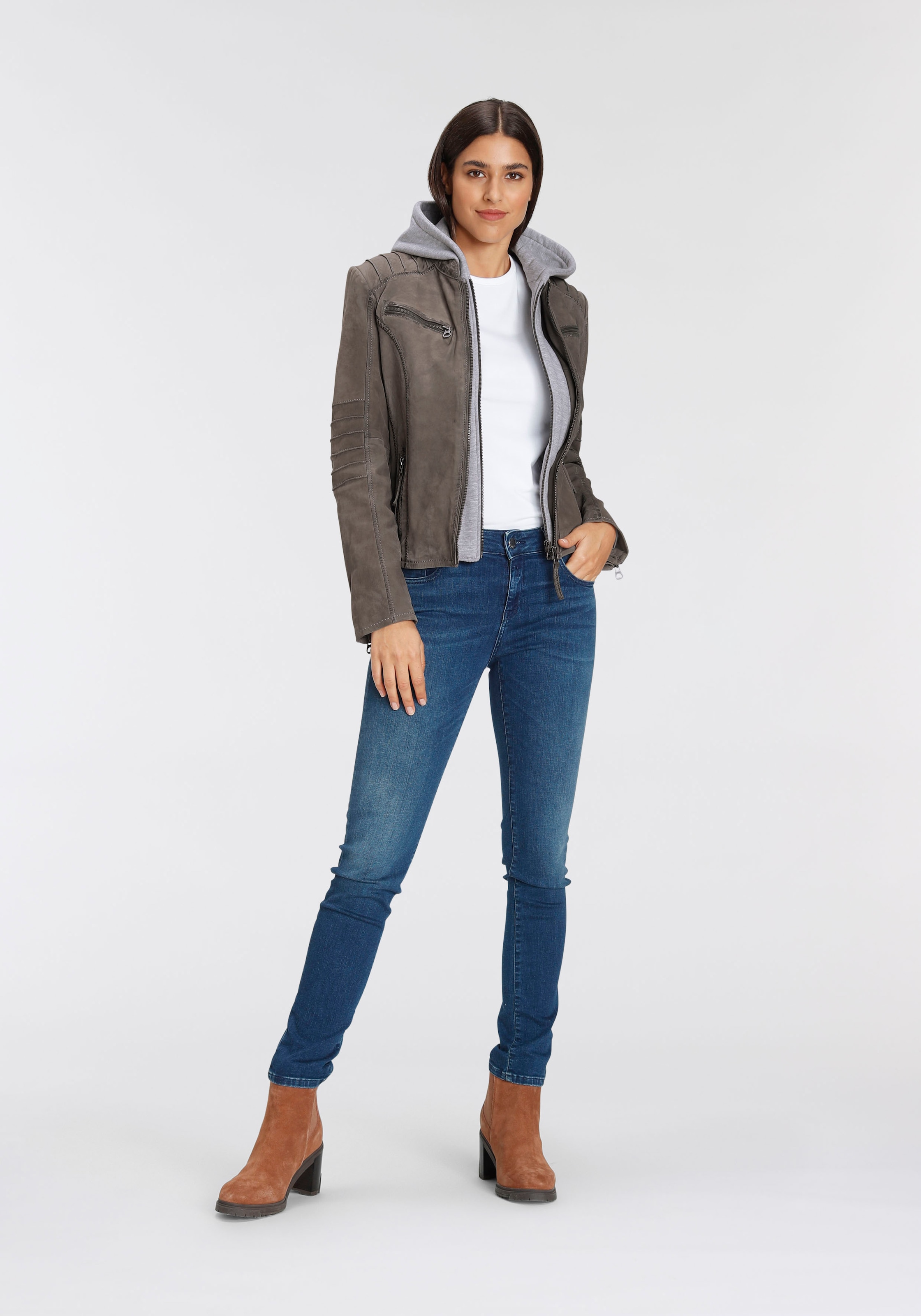 »NOLAH«, Gipsy - Kapuze, BAUR Lederjacke Style Jersey-Kapuze mit abnehmbarer mit | kaufen Two-in-One