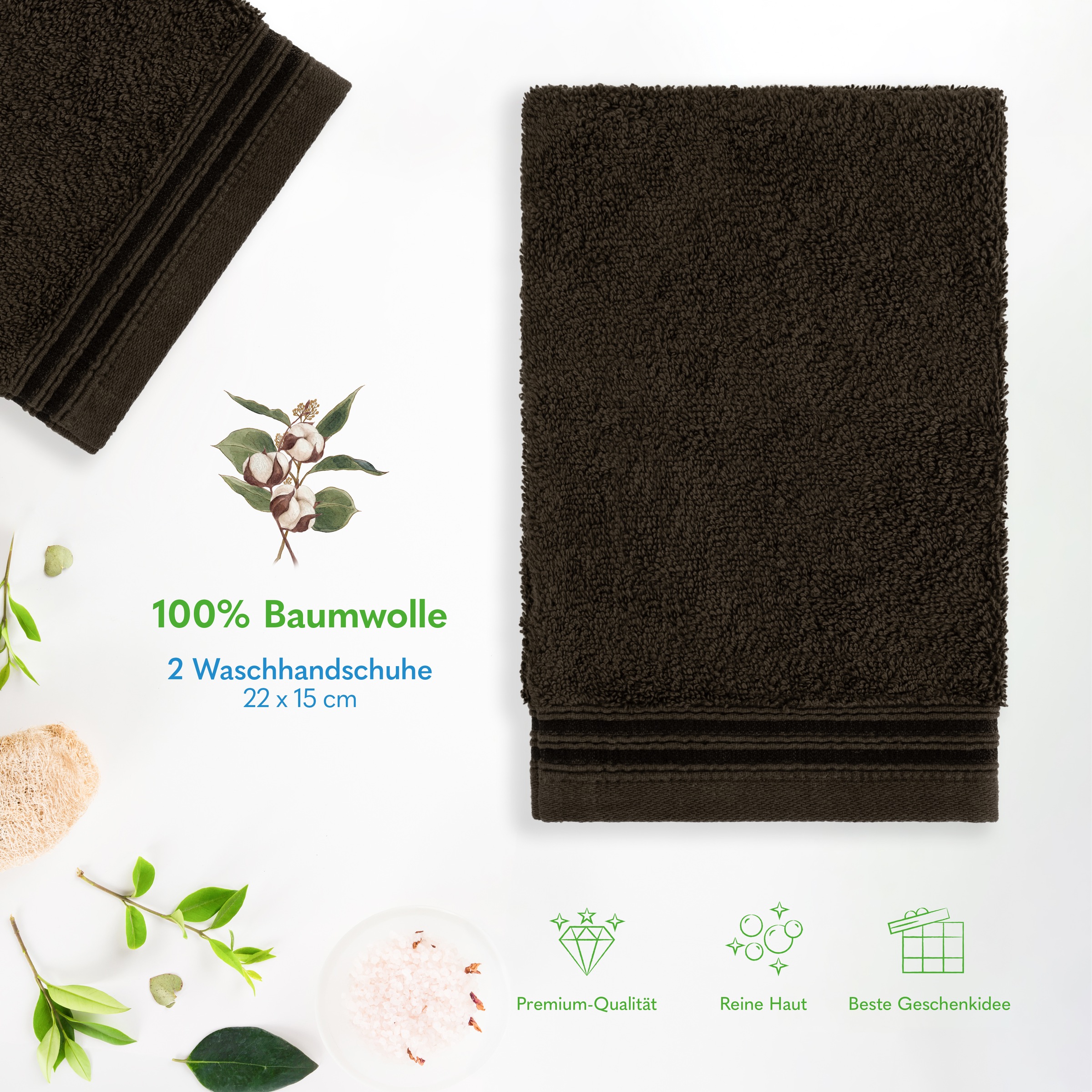 HAMMETEX Waschlappen »2er-Set Waschlappen 15x22 cm, 100% Baumwolle, weich und saugfähig«