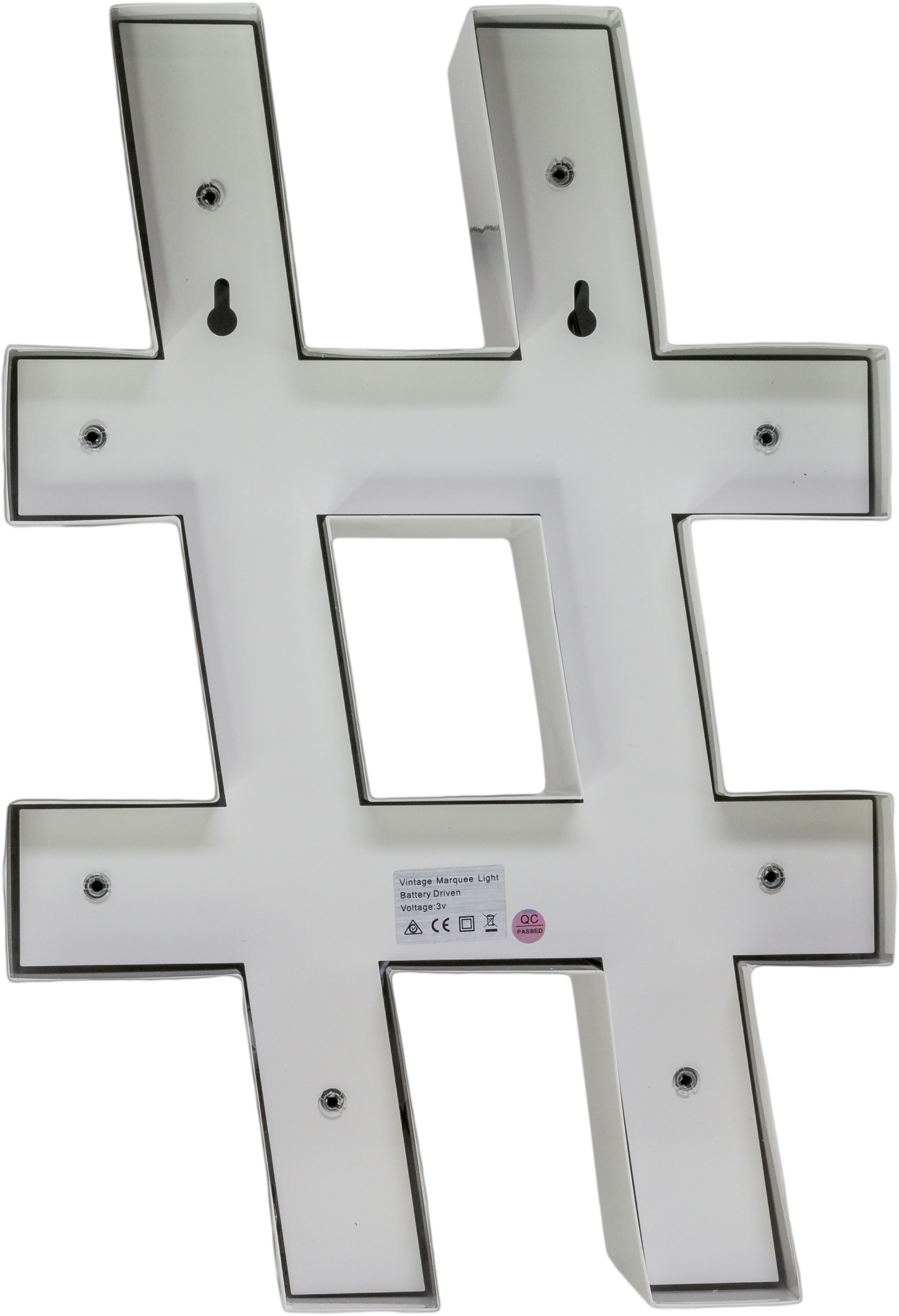 MARQUEE LIGHTS LED Dekolicht »Hashtag«, 12 flammig, Leuchtmittel LED-Modul | LED fest integriert, Wandlampe, Tischlampe Hashtag Symbol 12 Leuchtmittel - 26x38 cm