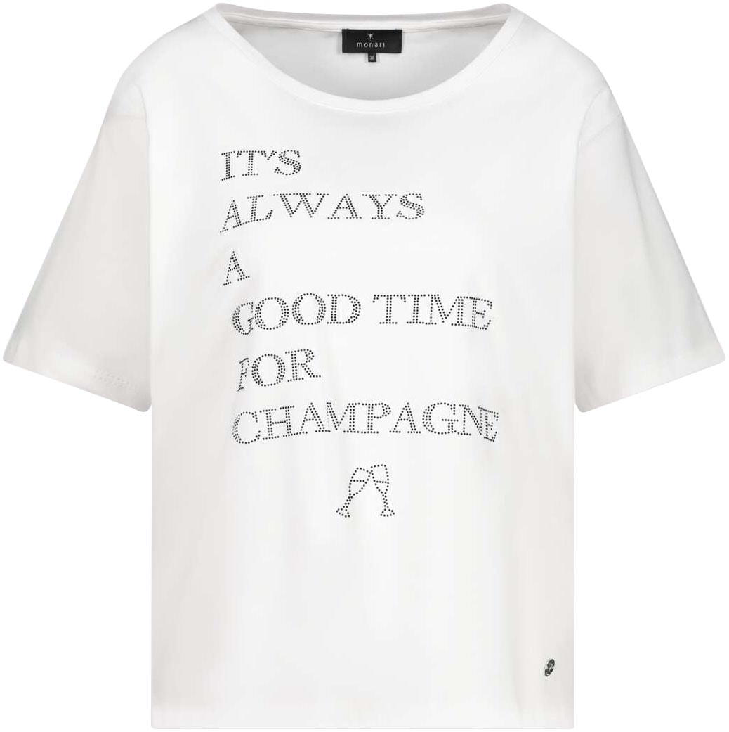 Monari T-Shirt »Shirt Schmuckschrift«, Regular fit mit Rundhalsausschnitt