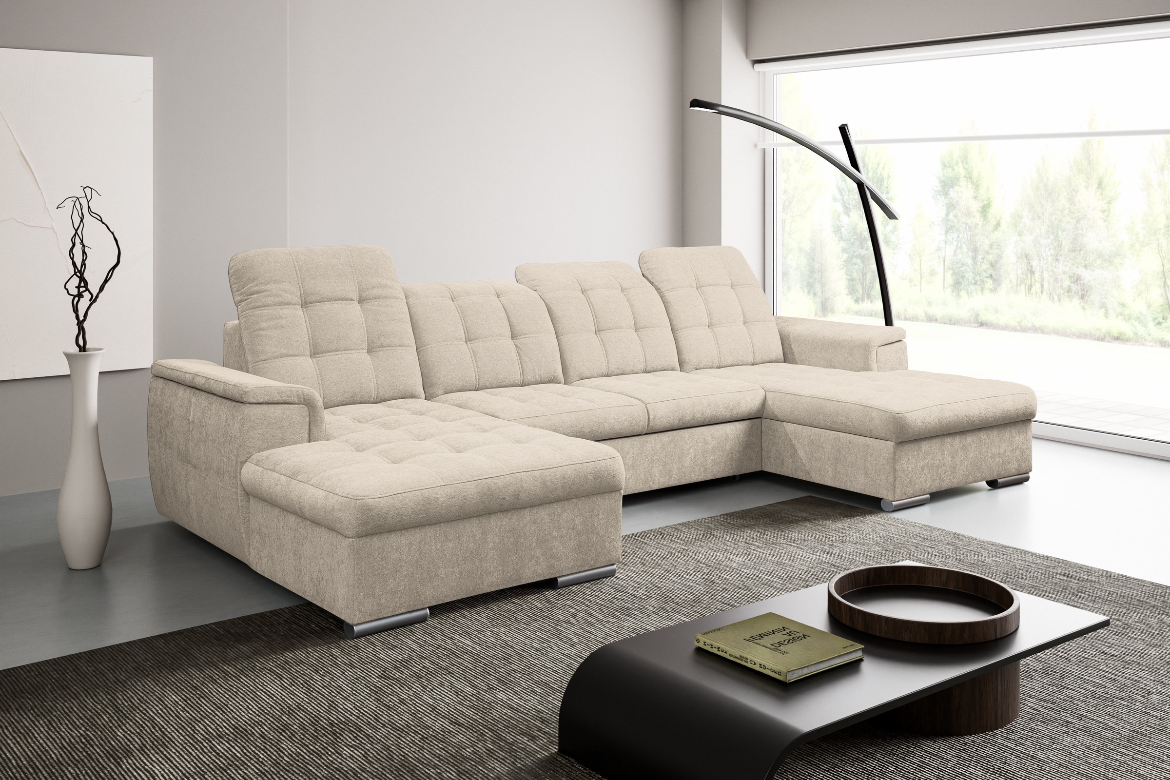 WERK2 Wohnlandschaft »Napoli« verstellbare Kopfteile, mit Schlaffunktion und Bettkasten