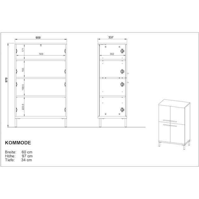 GERMANIA Badmöbel-Set »Yonkers«, Set bestehend aus Waschbeckenunterschrank,  Spiegelschrank, Hochschrank kaufen | BAUR