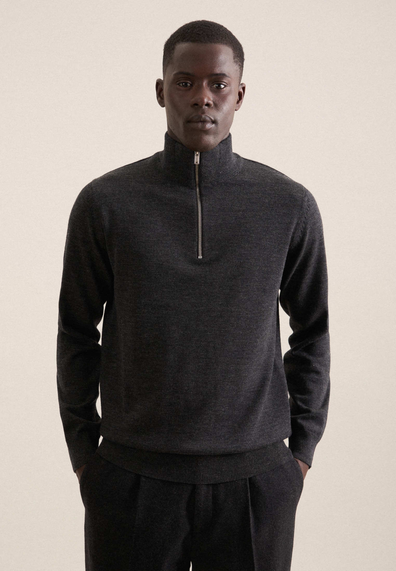 seidensticker Strickpullover "Schwarze Rose", Quarter Zip Uni günstig online kaufen