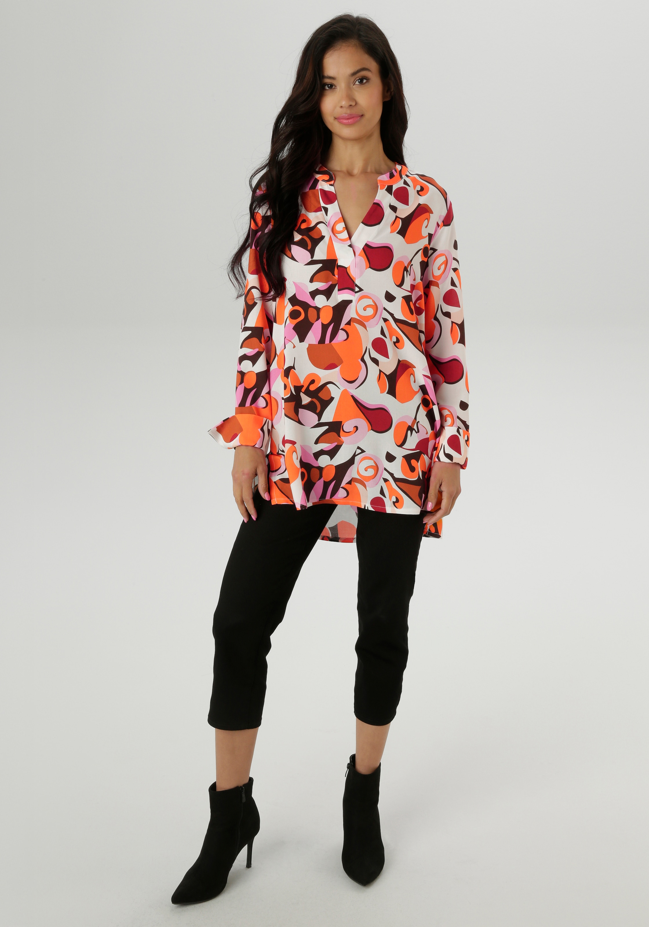 Aniston SELECTED Longbluse, mit malerischen und fantasievollem Druck - NEUE KOLLEKTION