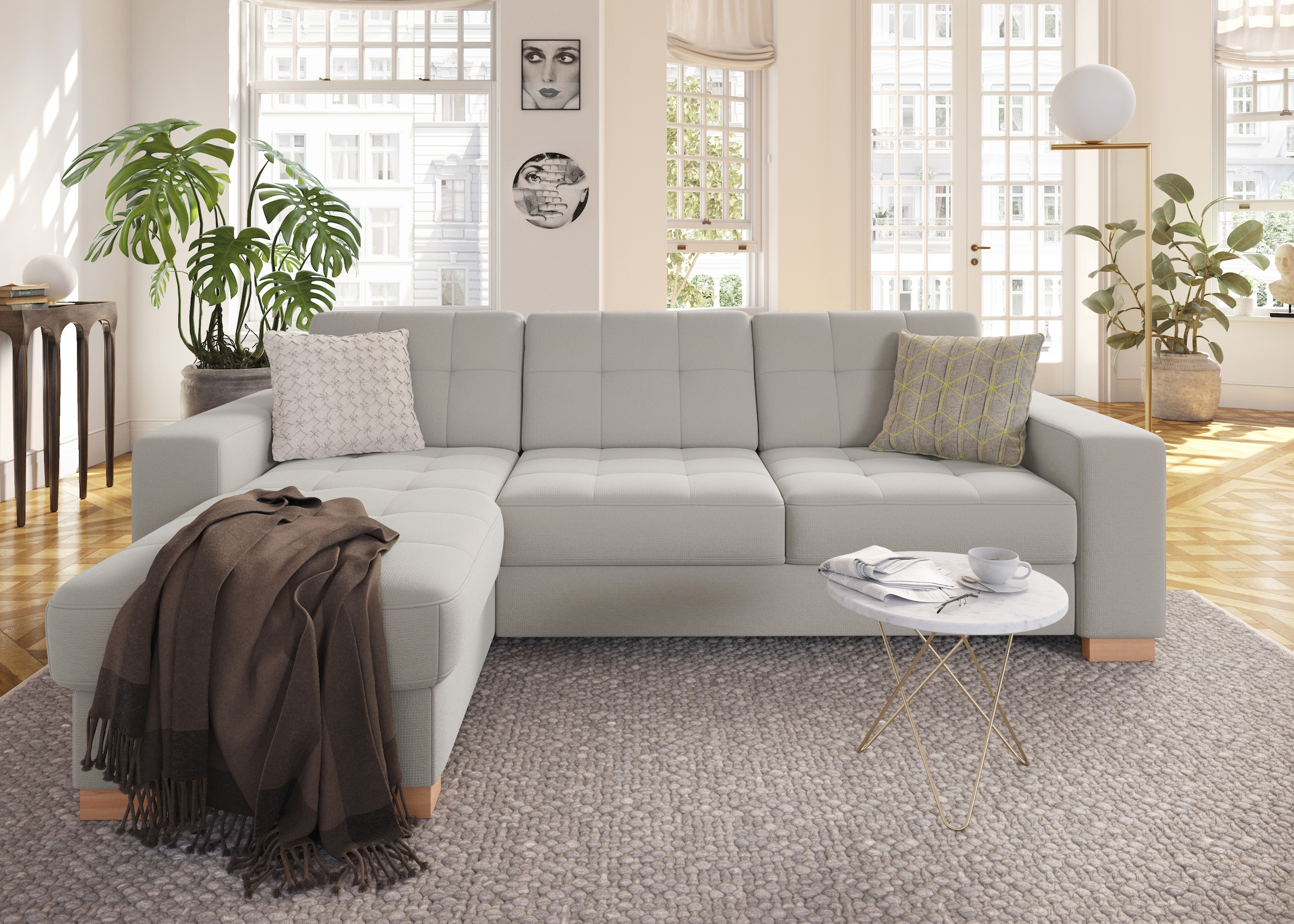 sit&more Ecksofa »Quincy L-Form«, wahlweise mit Bettfunktion und Bettkasten