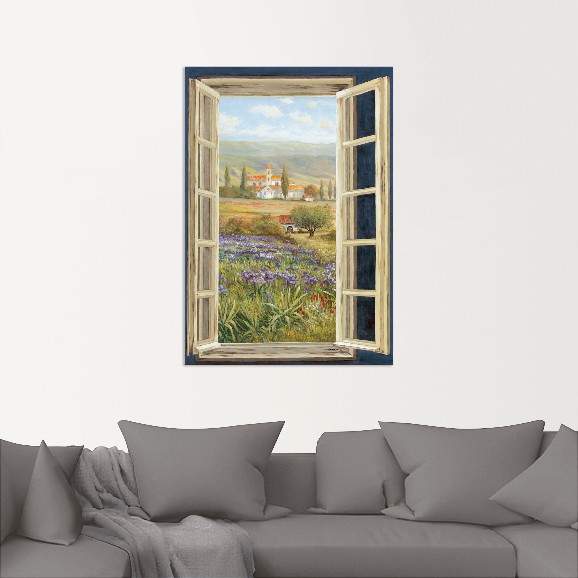 Artland Wandbild »Provence Fensterblick«, Bilder von Europa, (1 St.), als Alubild, Outdoorbild, Leinwandbild, Poster in verschied. Größen