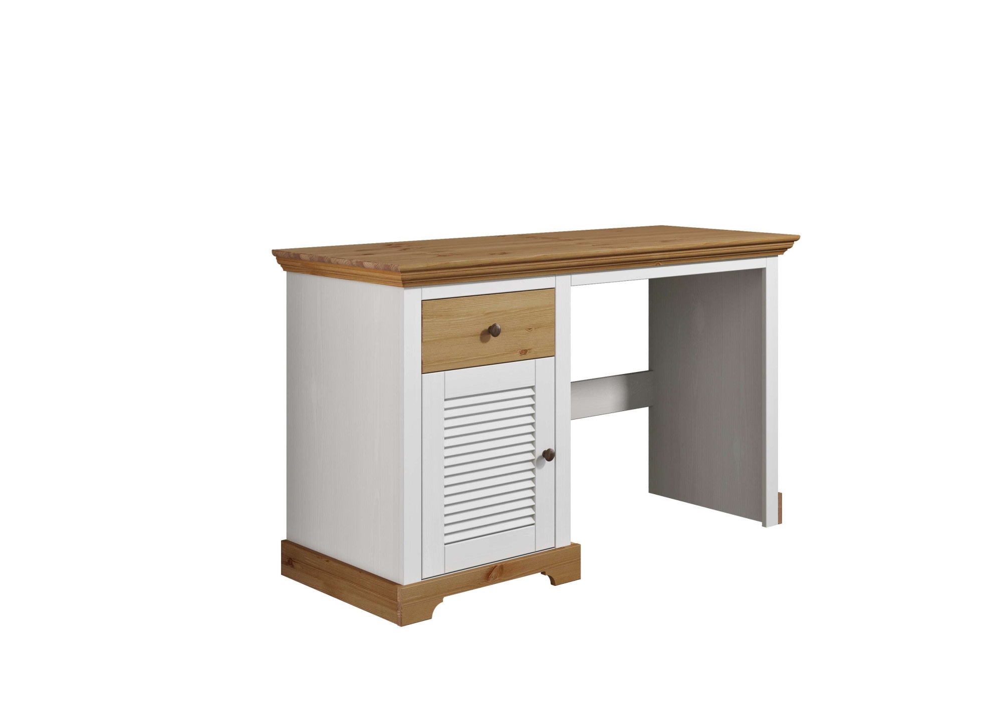 Schreibtisch »Ayanna«, zertifiziertes Massivholz, mit Schublade und Tür mit Lamellenfront