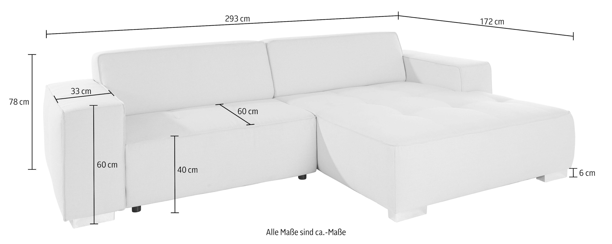 INOSIGN Ecksofa »Sapporo L-Form«, wahlweise Bettfunktion oder Sitztiefenverstellung, Federkern