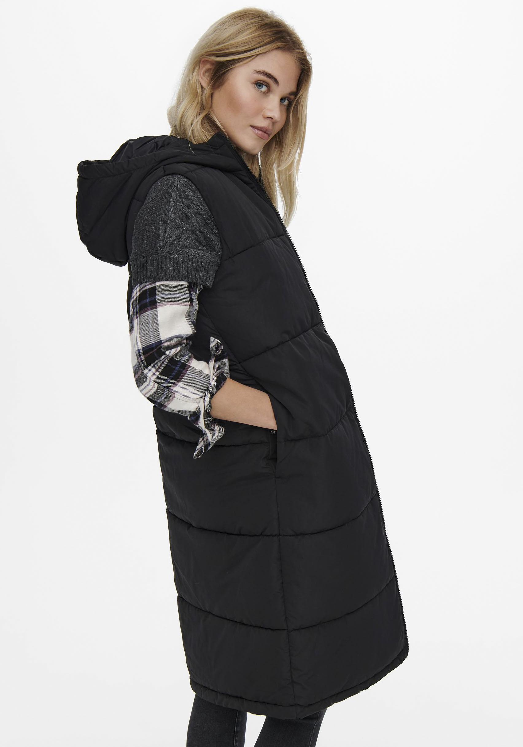 Thumbnail - ONLY Steppweste "ONLALINA LONG WAISTCOAT OTW NOOS" Materialmix