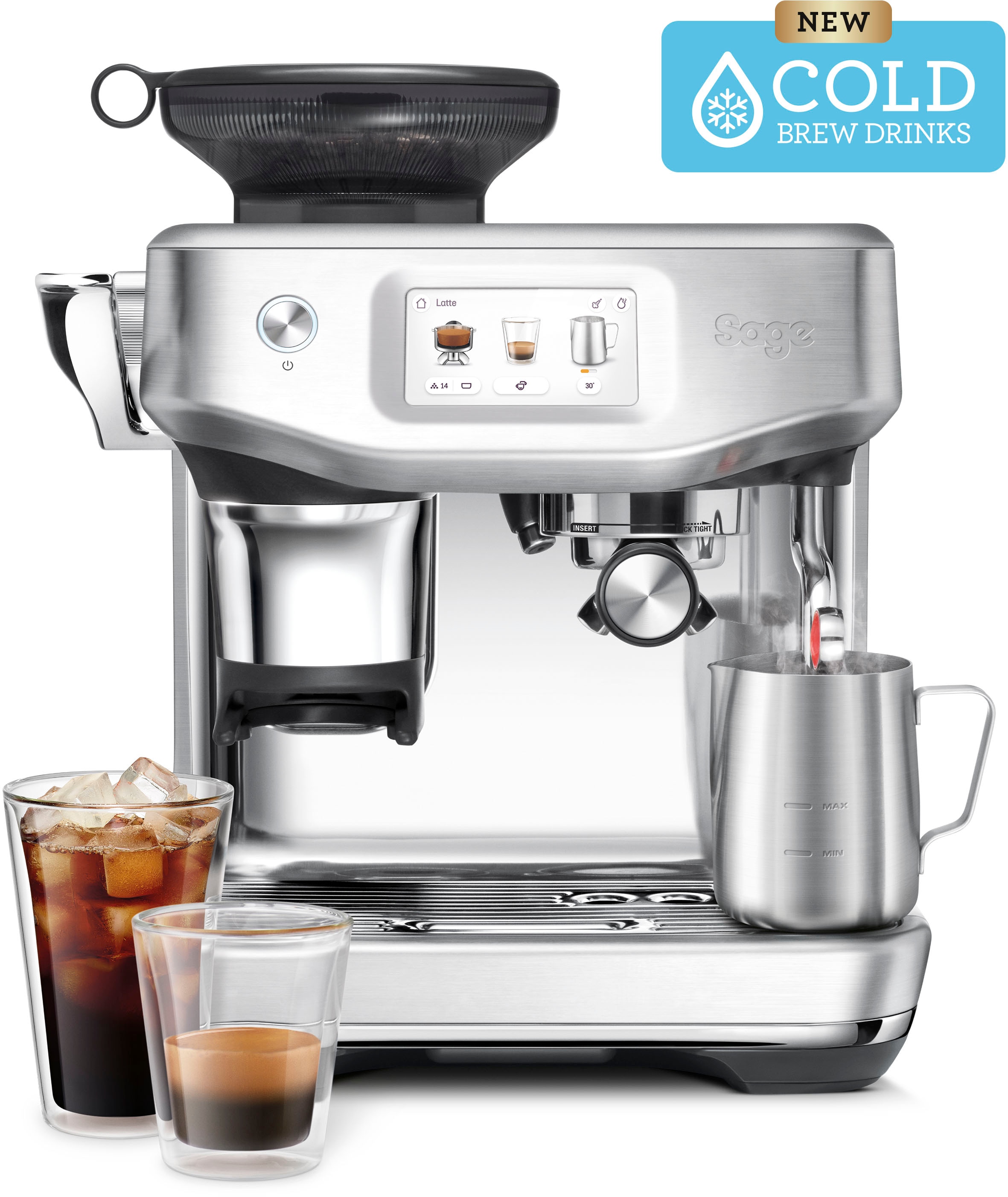 Sage Espressomaschine »Barista Touch Impress SES882BSS, mit Cold Brew und kaltem Espresso«, Barista-Anleitung, Einstellungen für Milchalternativen