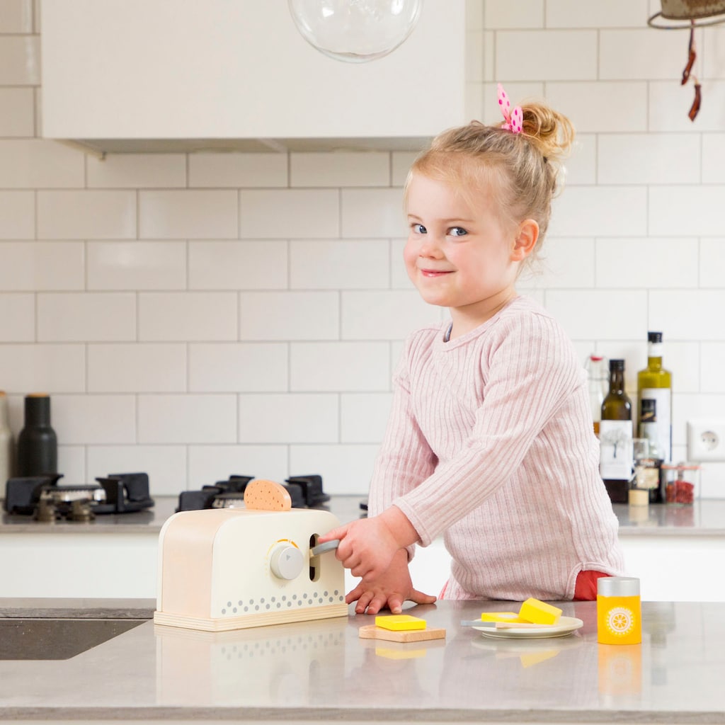 New Classic Toys® Kinder-Toaster »Holzspielzeug, Bon Appetit - Toaster mit Zubehör, Creme«