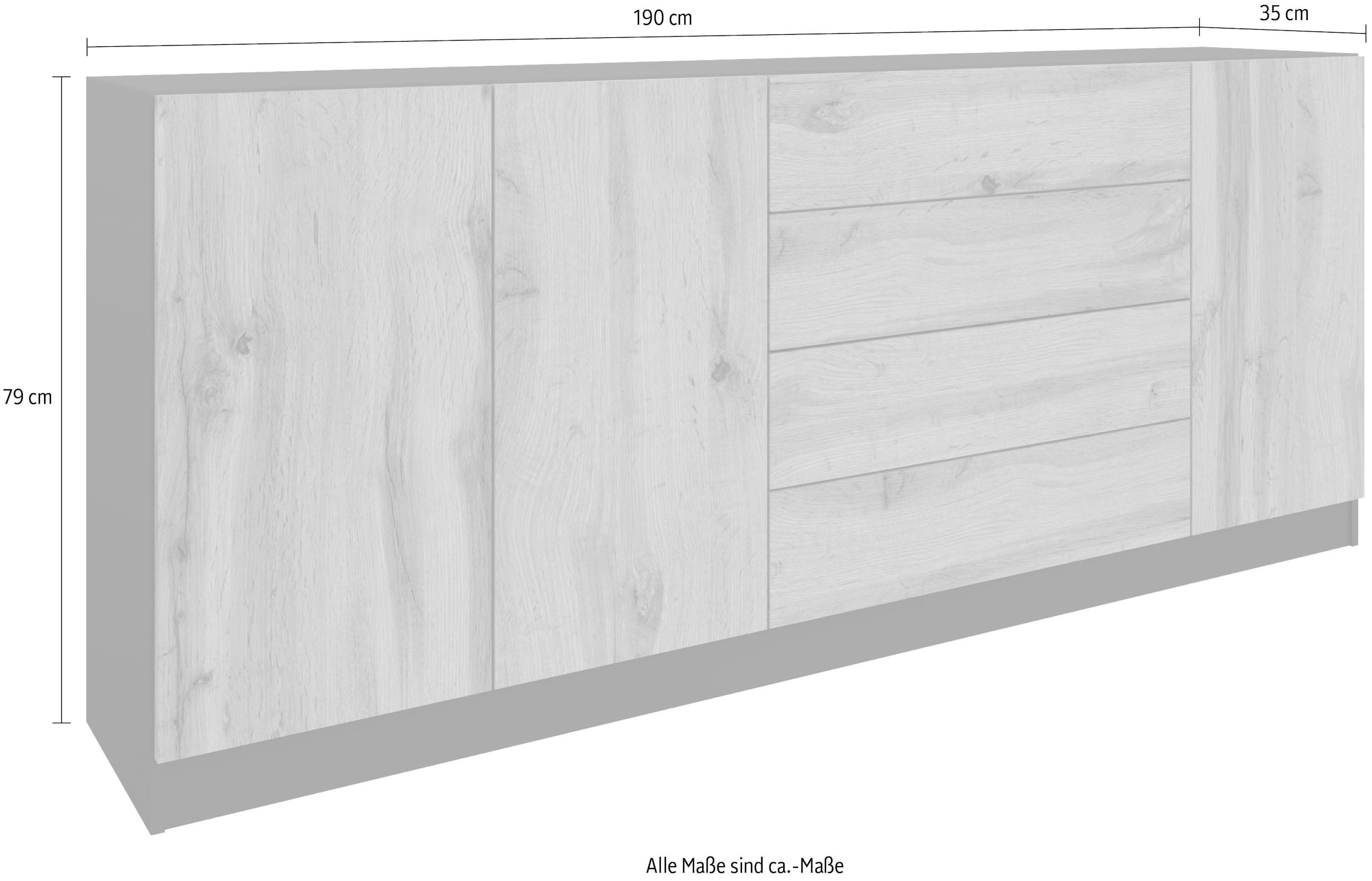 borchardt Möbel Sideboard »Vaasa«, Breite 190 cm | BAUR