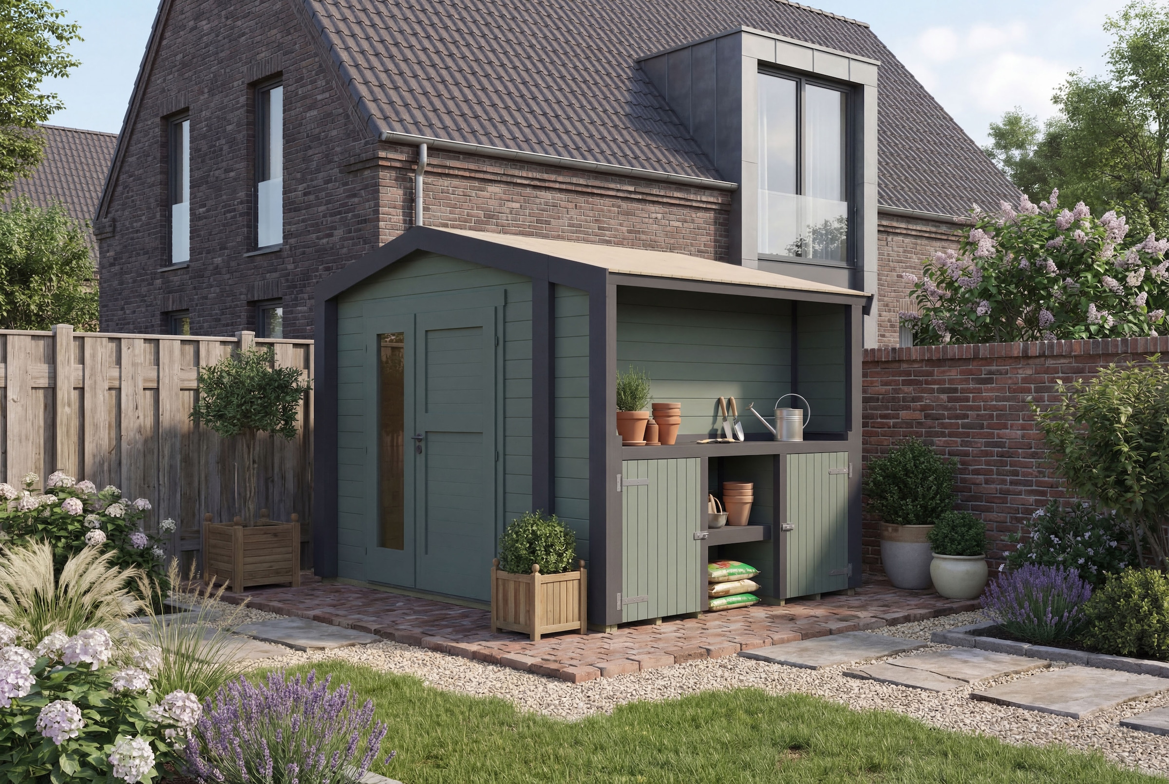 weka Gartenhaus "Killarney" Doppeltür, 1 1/2 Seite mit Fenster, inkl. Pflanztisch