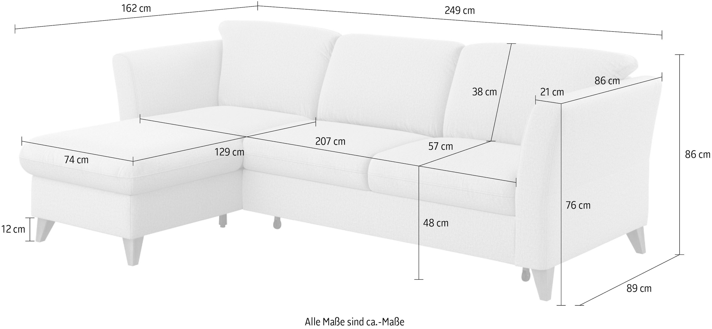 Home affaire Ecksofa »Trelleborg L-Form«, Federkern-Polsterung, wahlweise mit Bettfunktion und Bettkasten