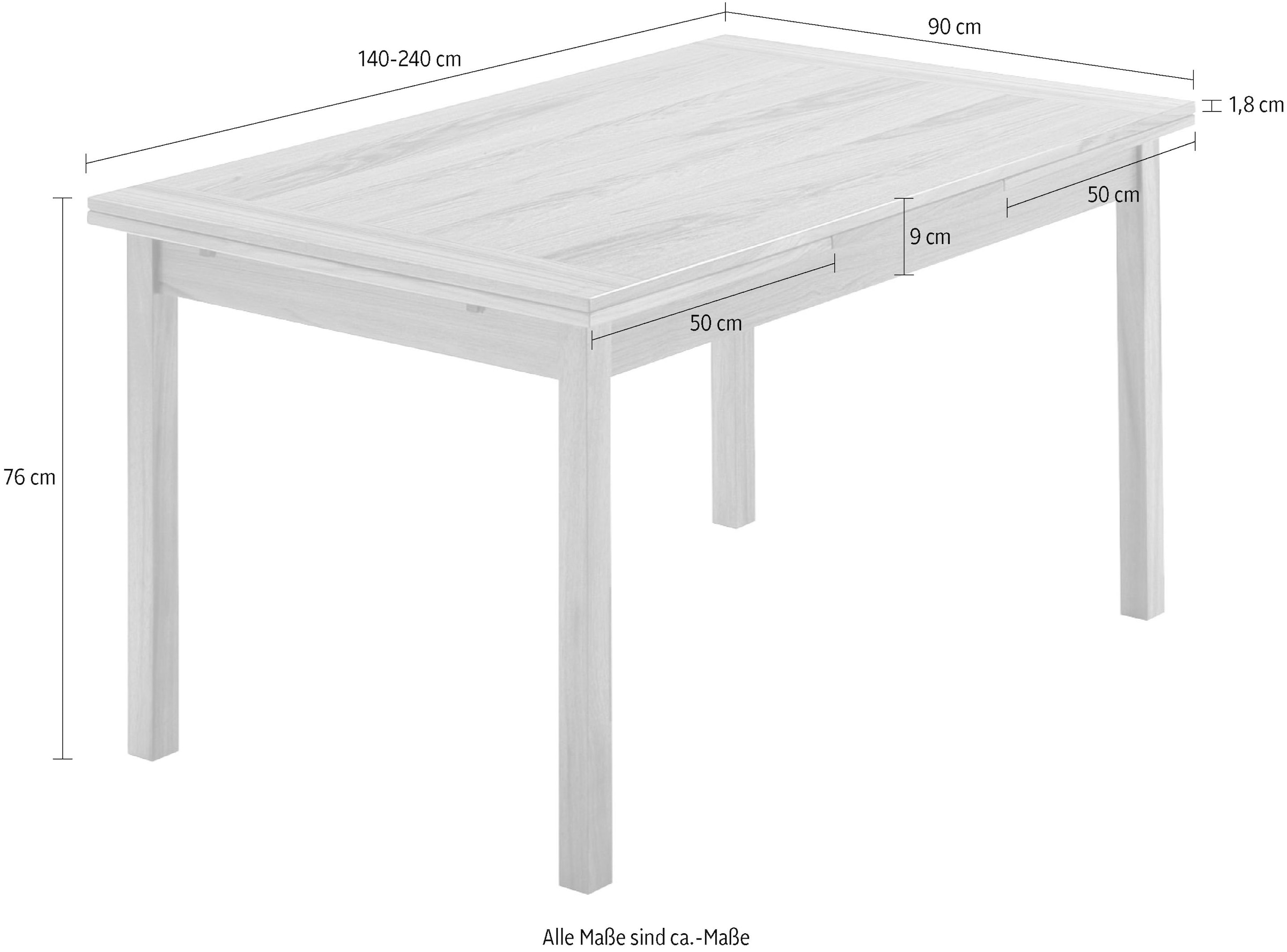 Hammel Furniture in mit BAUR Furnier/Massivholz, bestellen | »Basic aus Auszugsfunktion Hammel Breiten, by Dinex«, zwei Esstisch