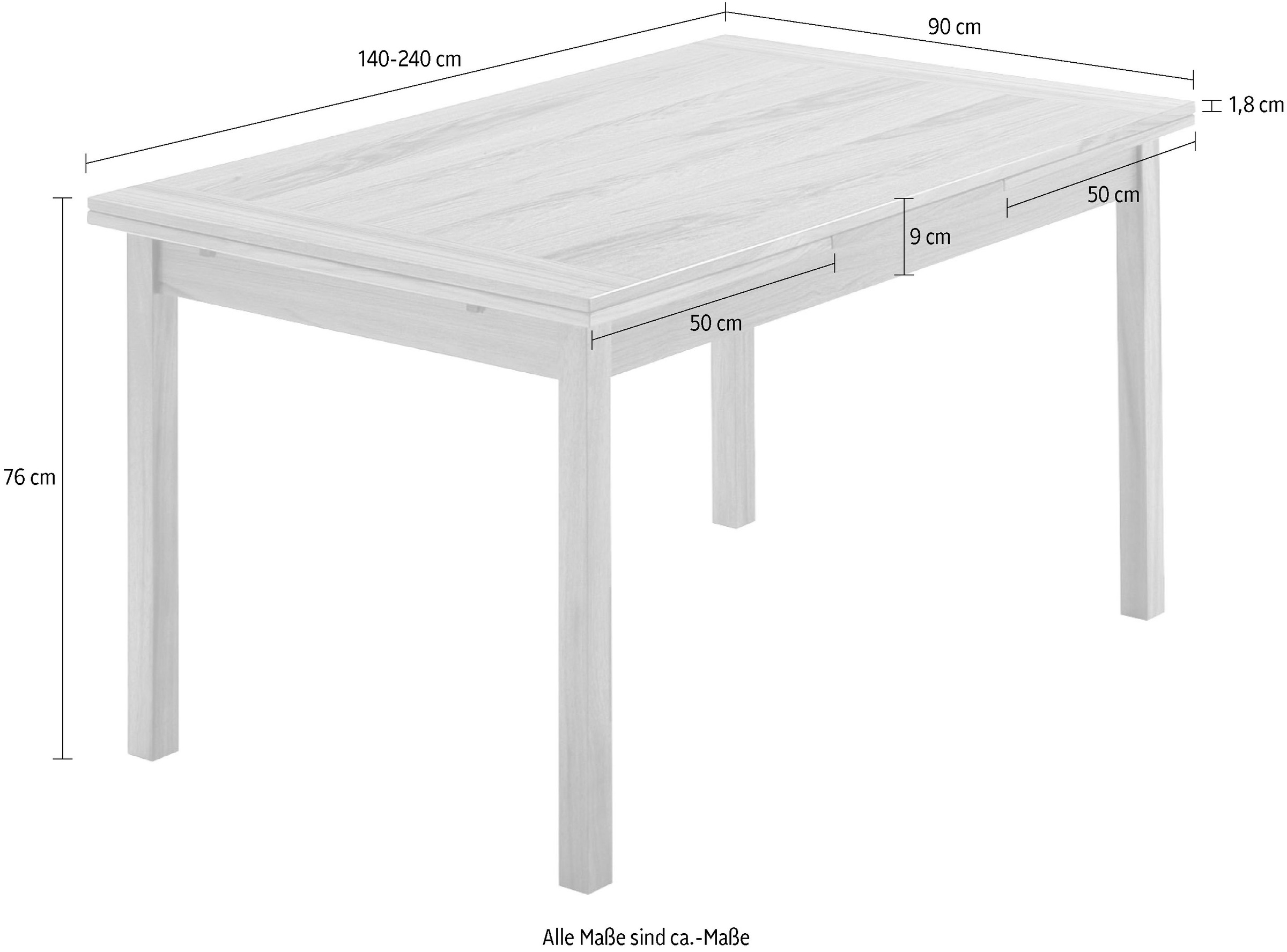 Hammel Furniture Esstisch »Basic Dinex, schnell innenliegende Einlegeplatten ausziehbar,«, Furnier / Massivholz, in zwei Breiten, stabiler dänische Design Tisch
