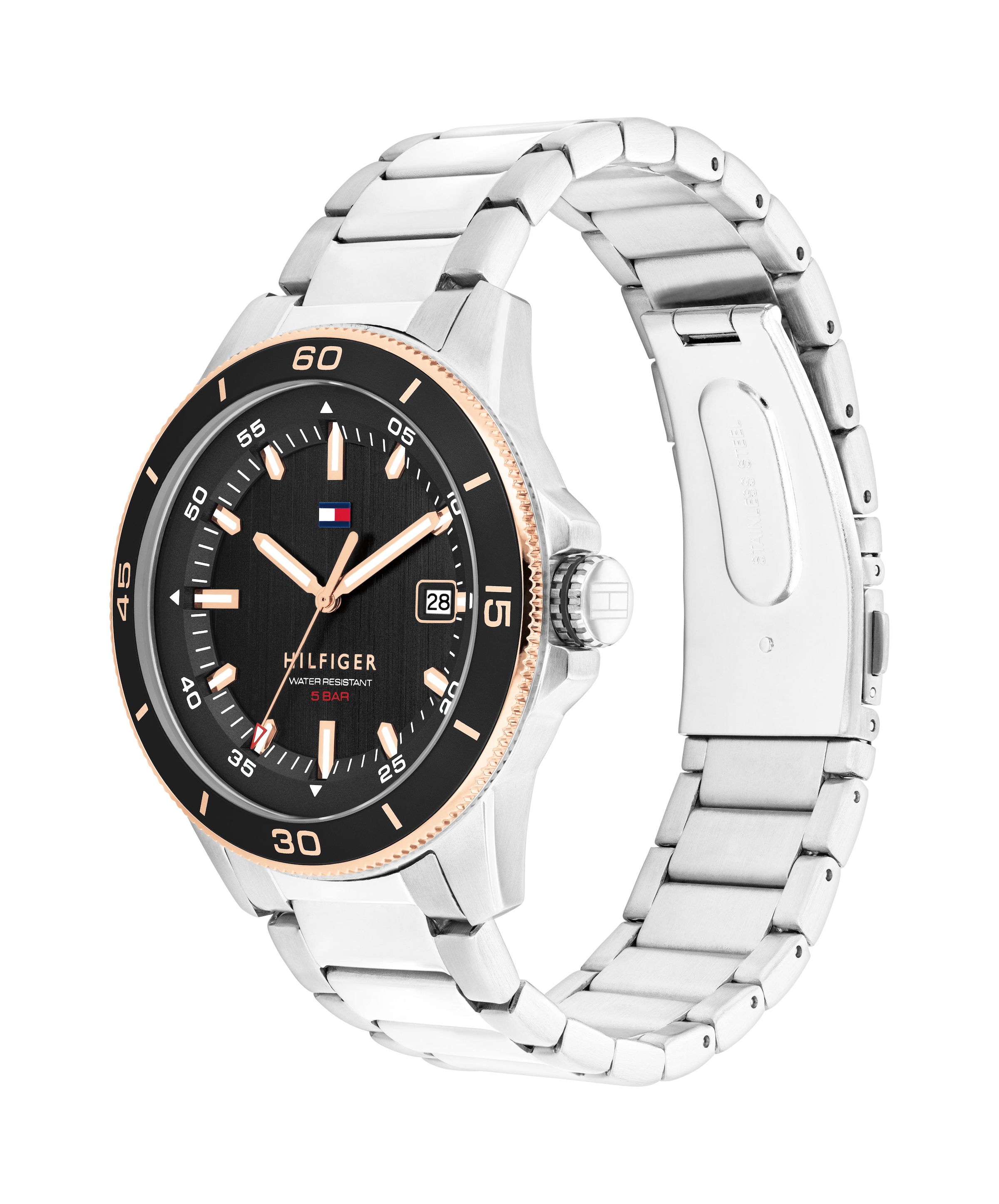 Tommy Hilfiger Quarzuhr »REMY« Armbanduhr, Herrenuhr, Edelstahlarmband, analog, Tag