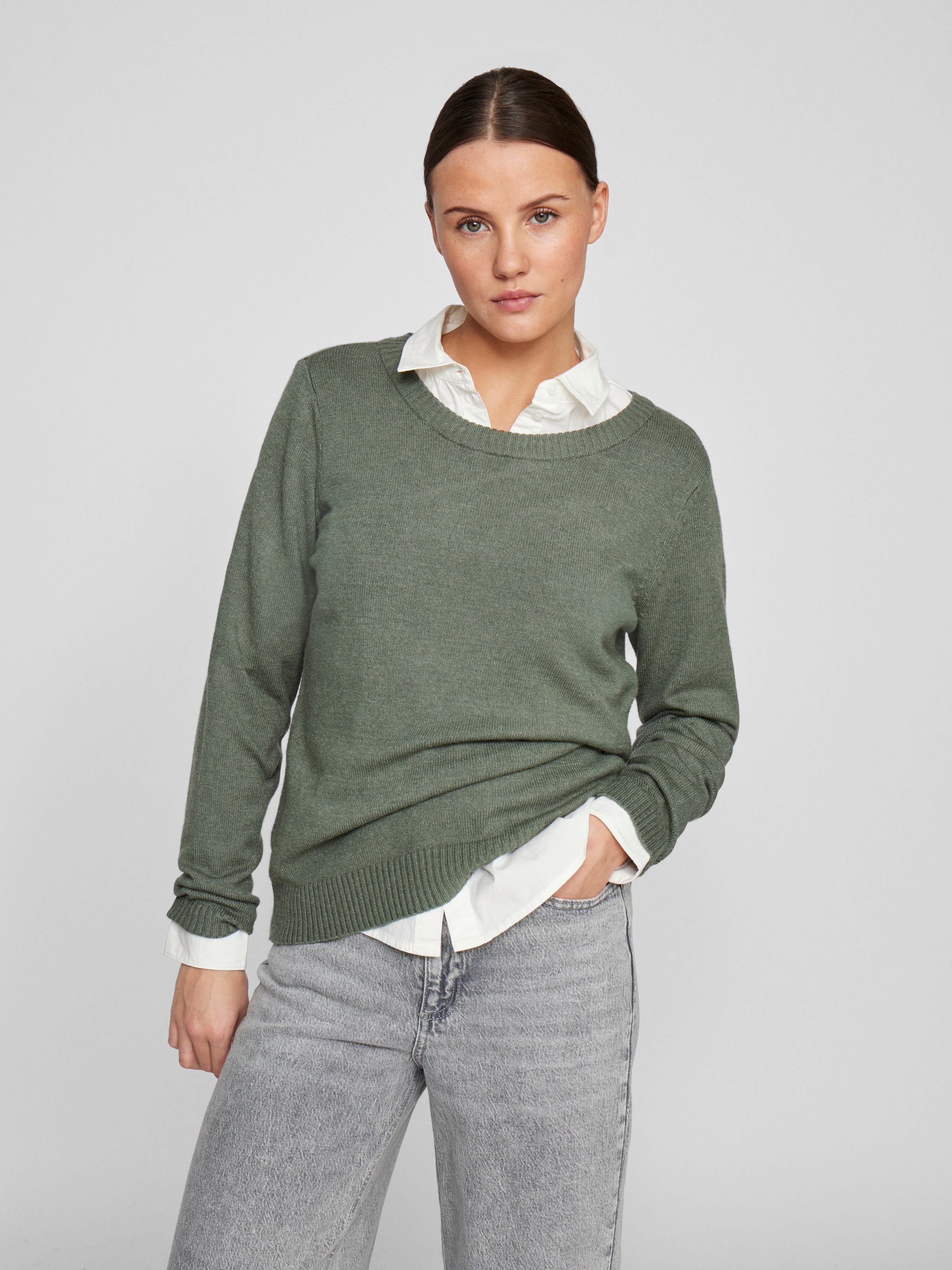 Vila Rundhalspullover "VIRIL O-NECK L/S KNIT TOP - NOOS" Viskosemischung, r günstig online kaufen