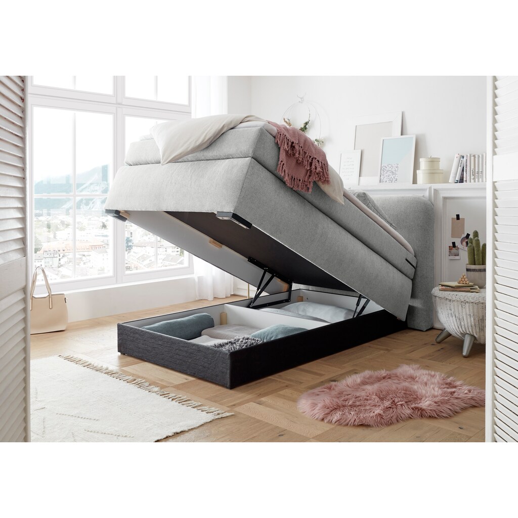 ED EXCITING DESIGN Boxspringbett »La Palma«, inkl. Topper und Bettkasten