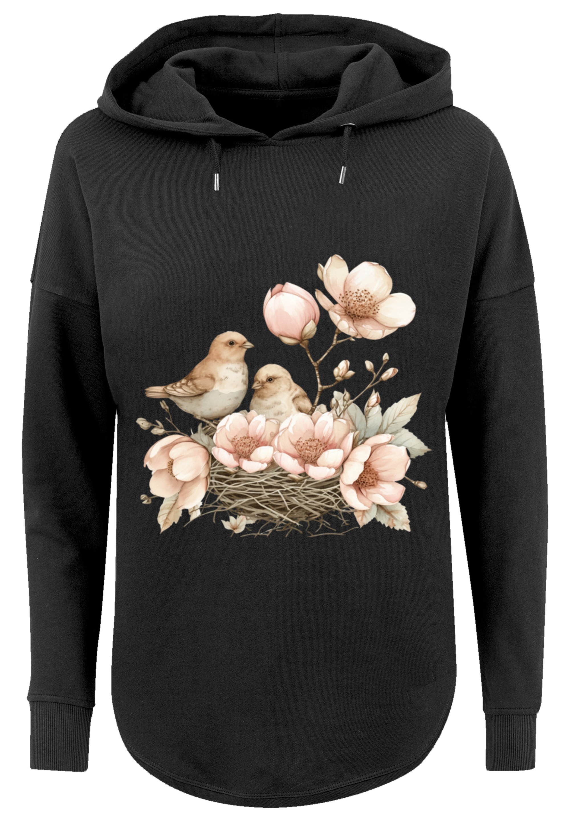 F4NT4STIC Kapuzenpullover »Vogelnest Blumen«, Premium Qualität