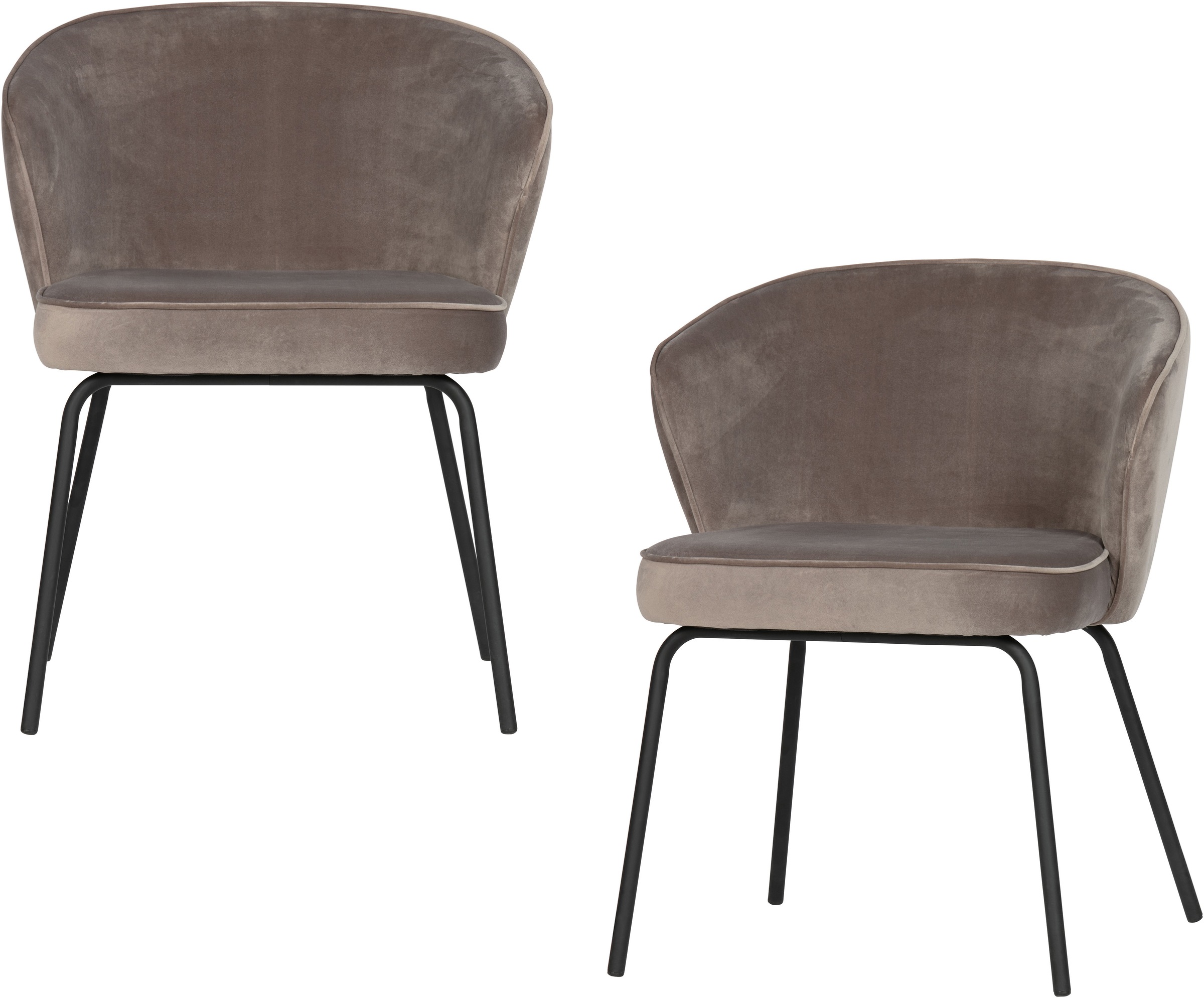 WOOOD Esszimmerstuhl "Admit Bezug mit Metallgestell und runde Formen H 78 x B 60 x T 58 cm" (Set) 2 Stk.(Set, 2 St) Velvet, Tragkraft 150 kg, schwarzen Beinen, pfleigleicht