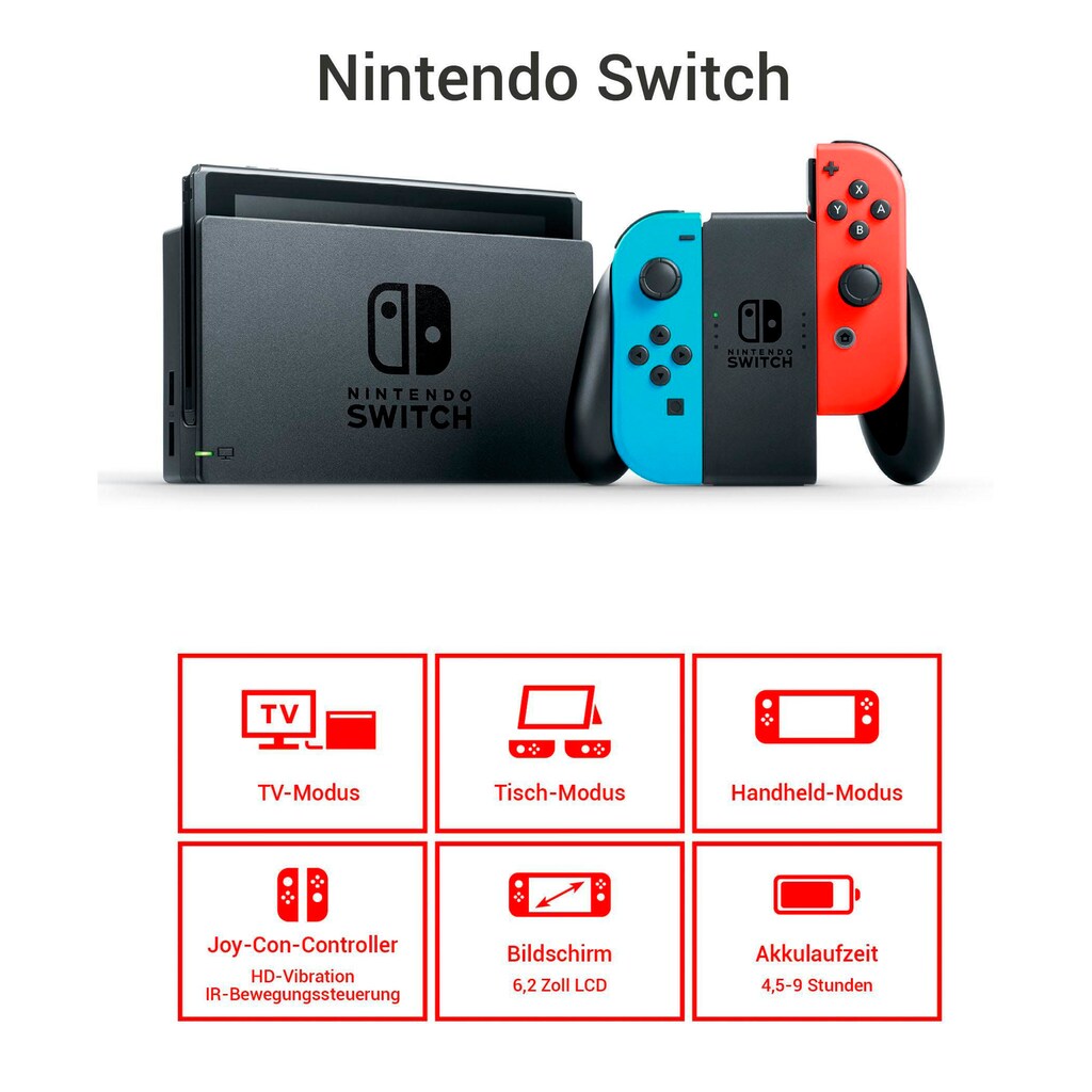 Nintendo Switch Spielekonsole, Mario Kart 8 Deluxe + 3 Monate Switch Online Mitgliedschaft inklusive