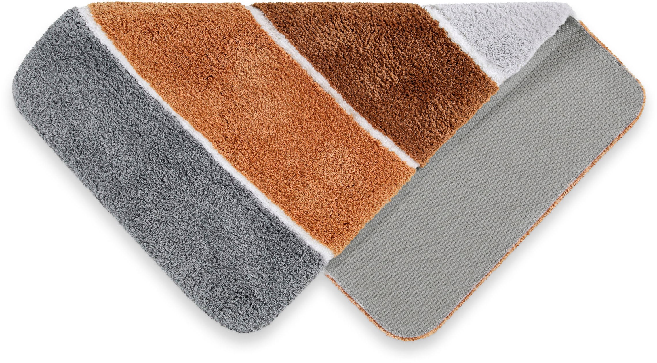 Homie Living Badematte »Rio Marina« Höhe 30 mm rutschhemmend beschichtet fußbodenheizungsgeeignet | schnell trocknend flauschiger Badteppich, modern gestreift, waschbar, Badezimmerteppich