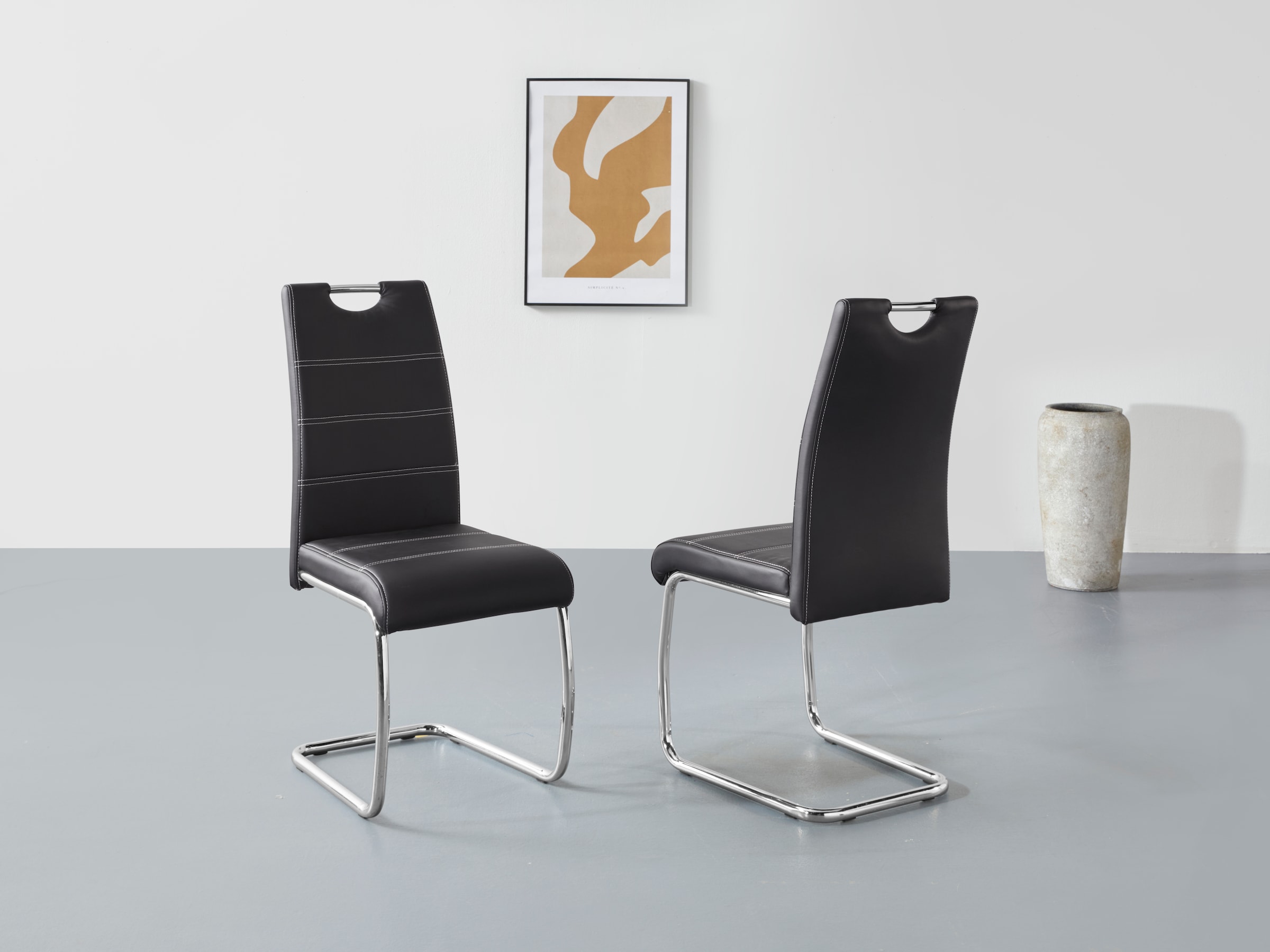 HELA Freischwinger "Flora, Esszimmerstühle", (Set), 2 St., Kunstleder, Schw günstig online kaufen