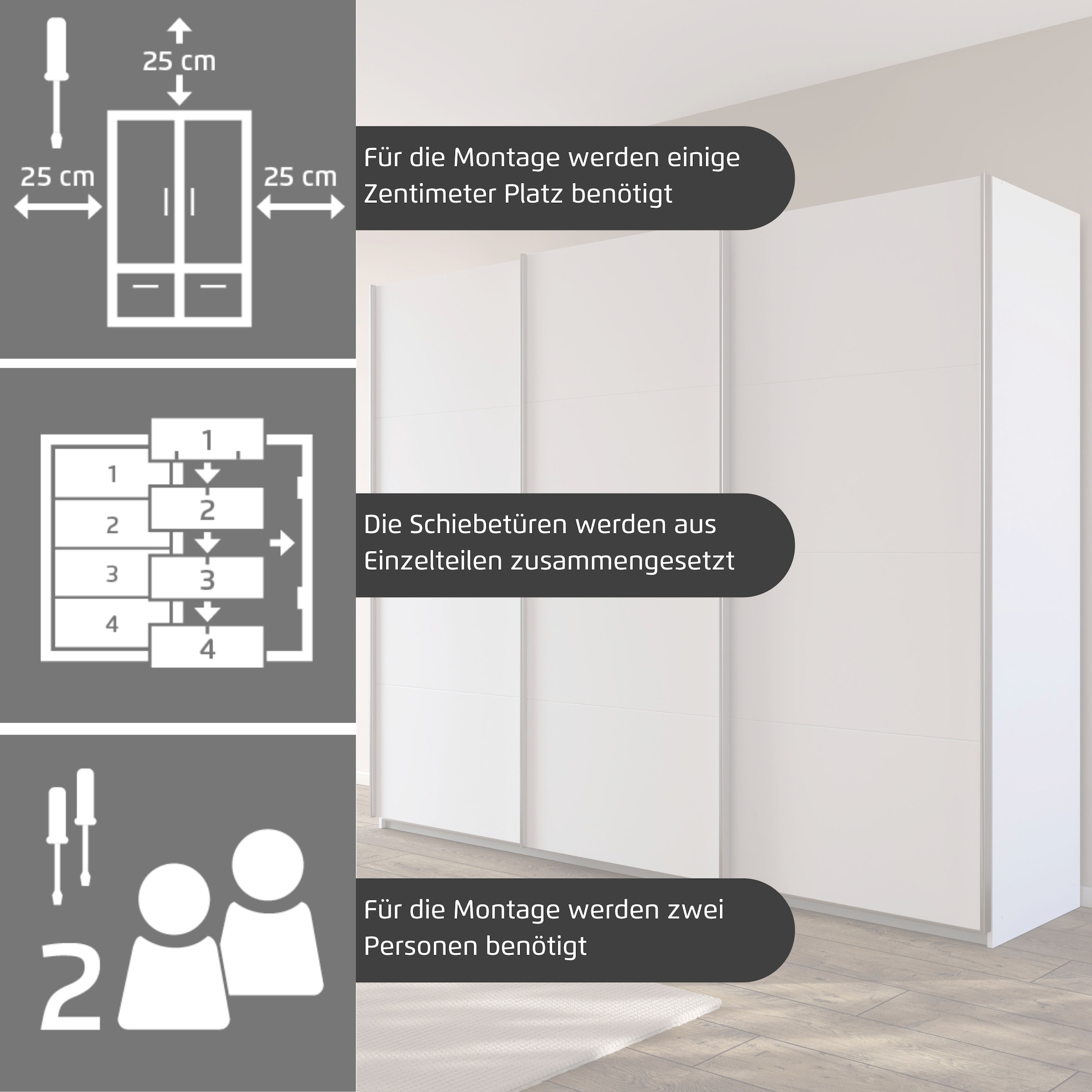 rauch Schwebetürenschrank »Kleiderschrank Schrank Garderobe AGORDO mit Dekor- oder Hochglanzfront«, (in zwei Griff-Farben), durchdachte Innenausstattung, in 4 Breiten und 2 Höhen MADE IN GERMANY