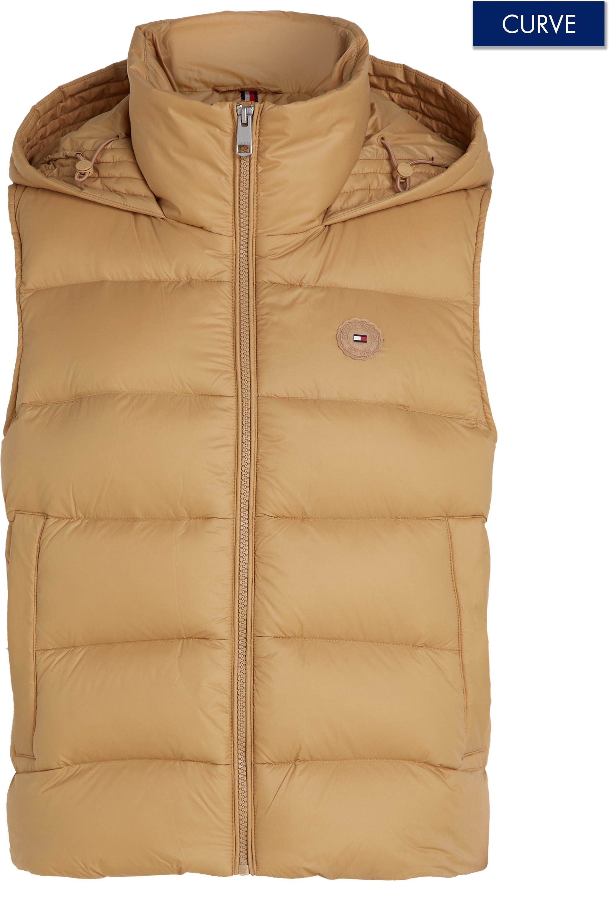 Tommy Hilfiger Curve Steppweste "CRV CASUAL LW DOWN HOOD VEST", in Großen Größen, leichte Wattierung