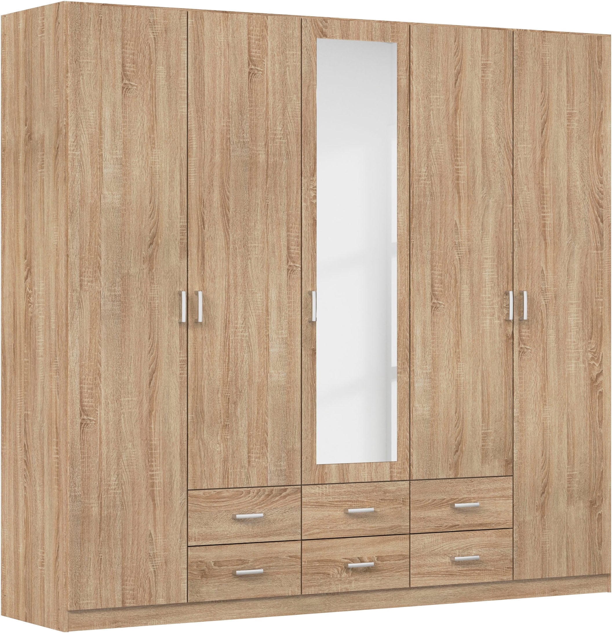 rauch Kleiderschrank "Schrank Garderobe Ankleide GAMMA Breiten 91/136/181/226/271/315/360 cm" in 3 Ausstattungen BASIC/CLASSIC/PREMIUM (inkl. SOFT-CLOSE-Funktion), verschiedene Griff-Varianten, mit Spiegel TOPSELLER MADE IN GERMANY