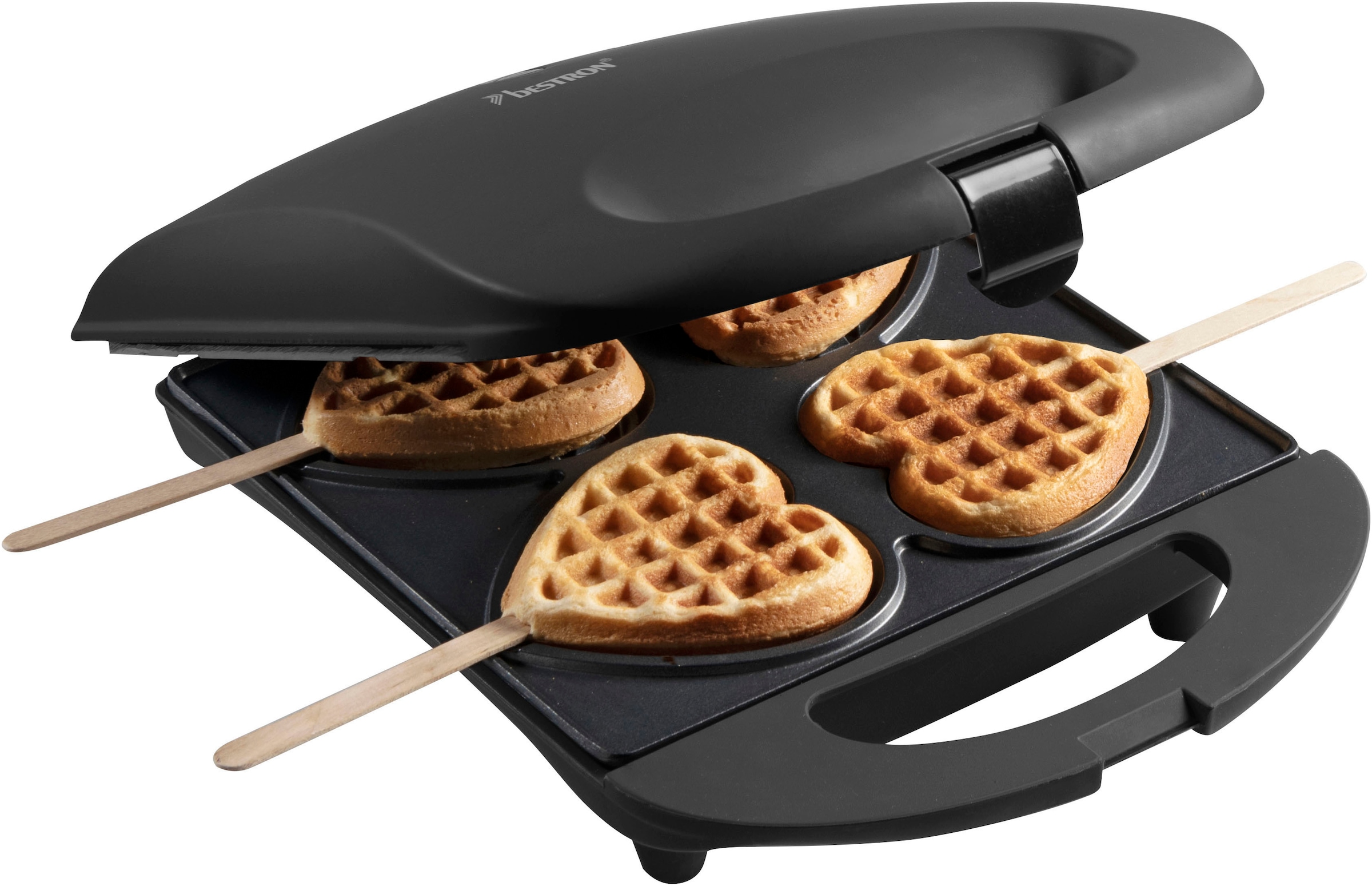 bestron Waffeleisen »DSW271 für Herzwaffeln am Stiel«, 780 W, für Herzwaffeln am Stiel, Retro Design