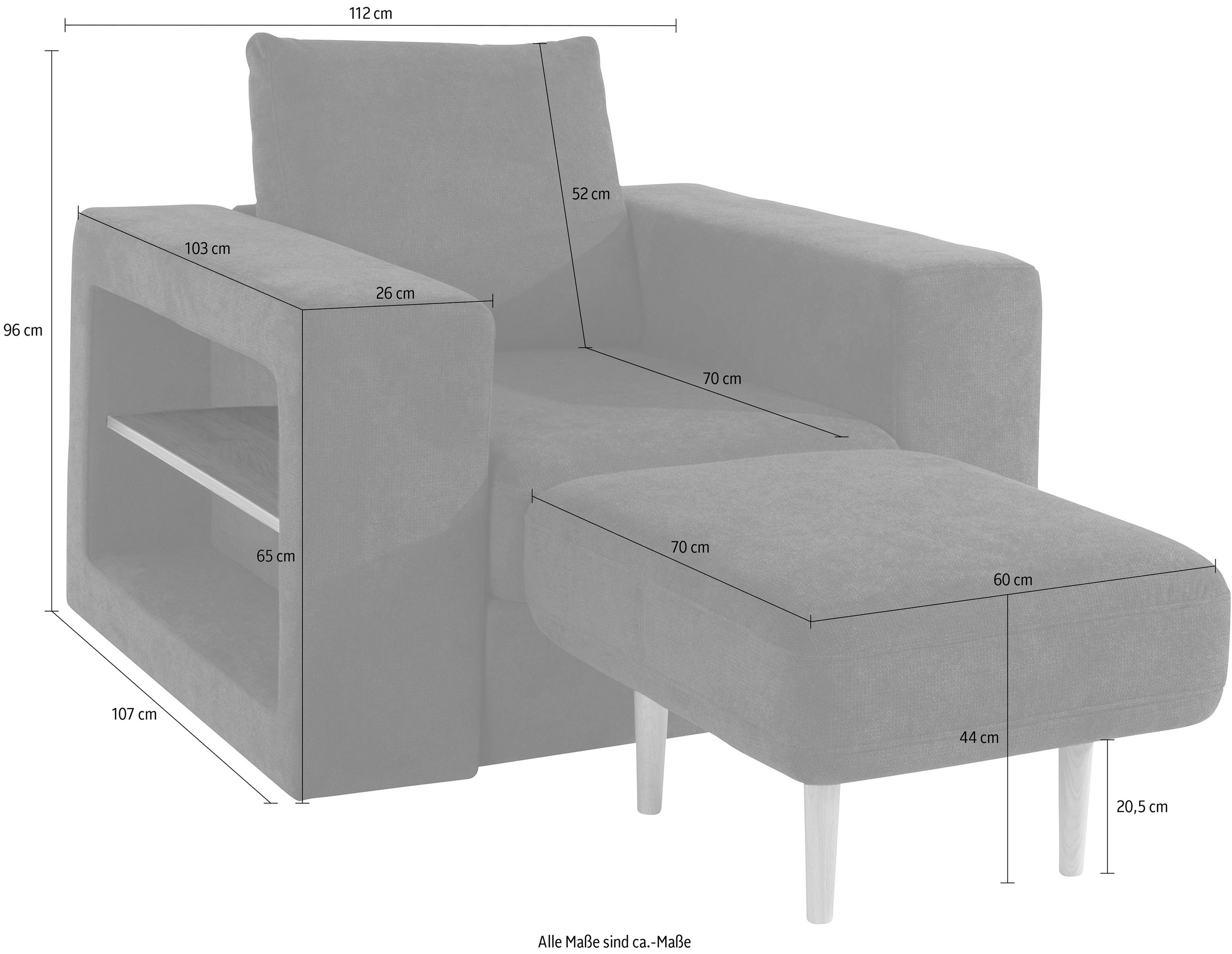 LOOKS by Wolfgang Joop Sessel »Looksvb«, Verwandlungssessel: aus Sessel wird Sessel mit 1 Hocker, Regalfunktion