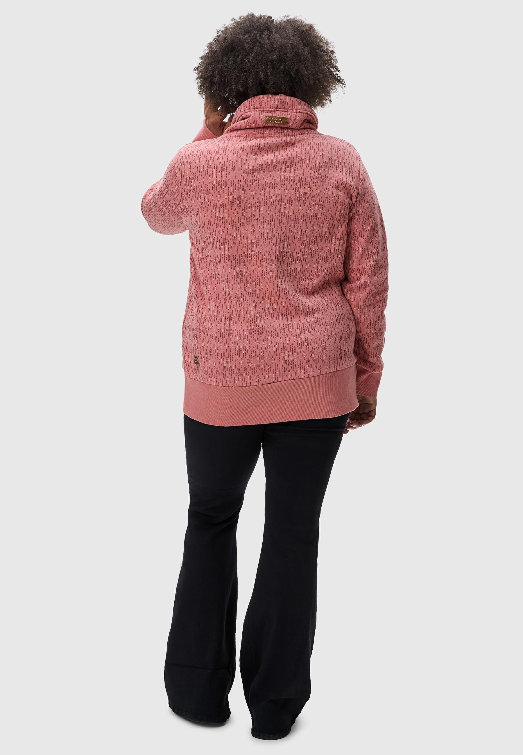 Ragwear Rollkragenpullover »Rylie Print Plus«, modischer Damen Kapuzensweater mit Kordeln