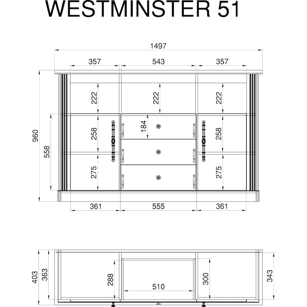 Home affaire Sideboard »Westminster«, im romantischen Landhausstil