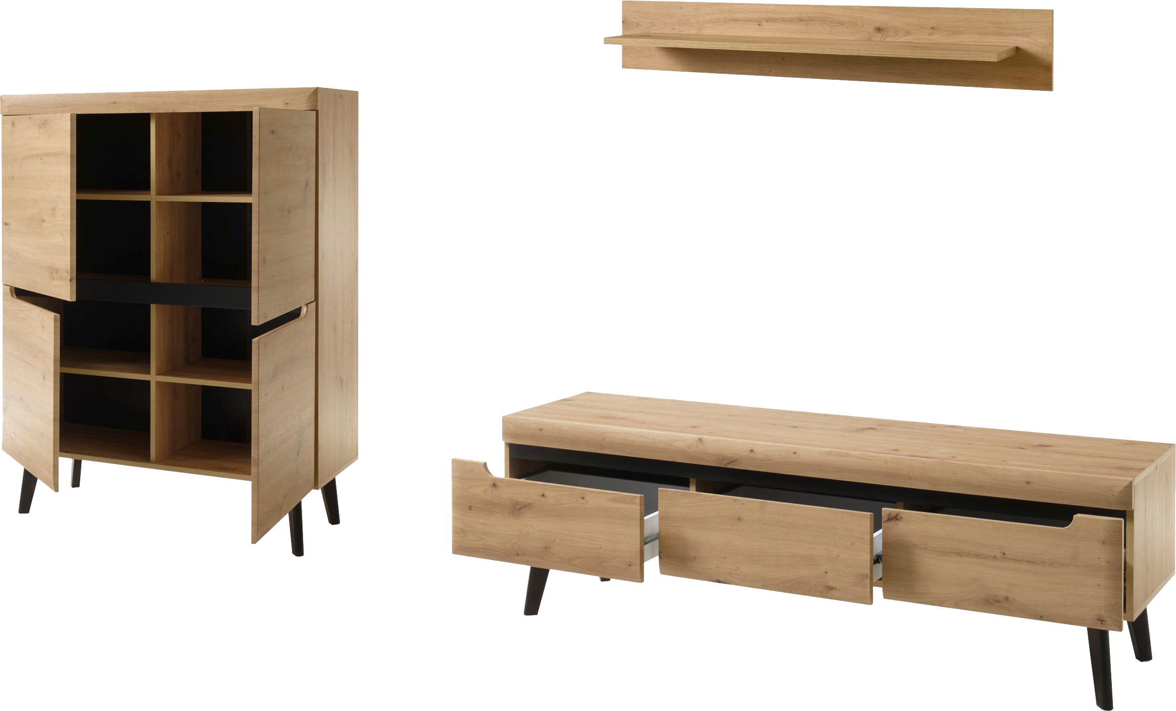 Home affaire Wohnwand »Torge, Anbauwand, Schrankwand, Mediawand, Wohnzimmer-Set« 3 Stk. tlg.
