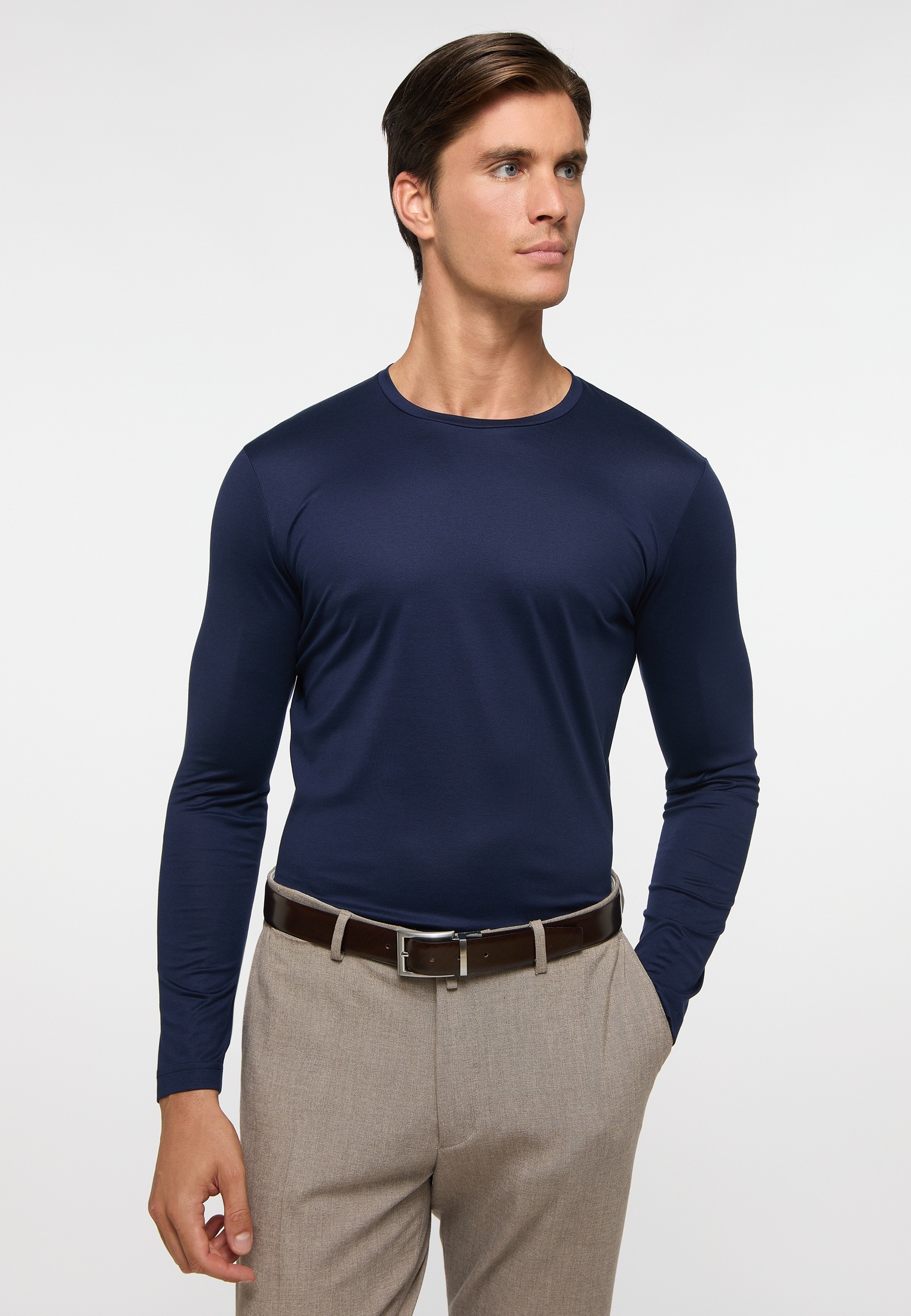 Eterna Langarmshirt, antailliert