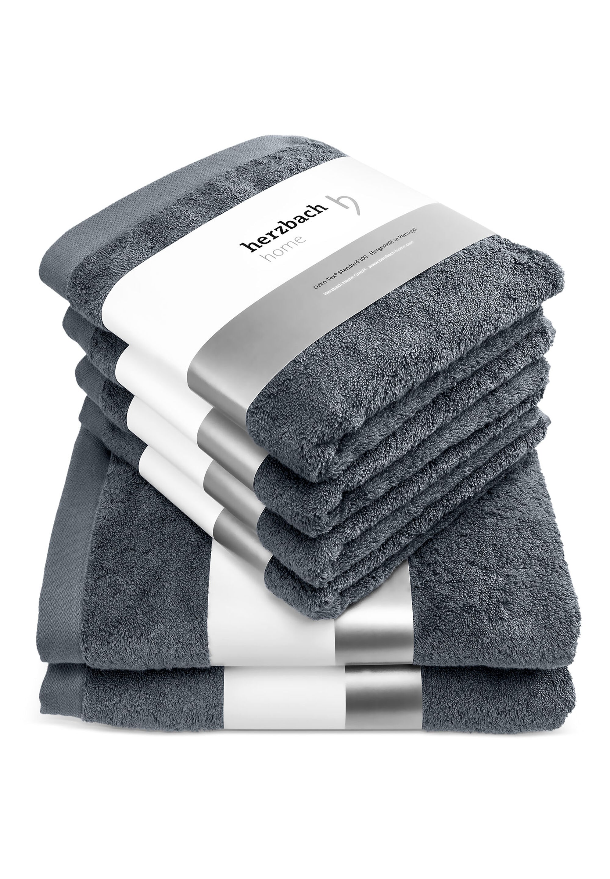 herzbach home Handtuch Set "Pura" 6 Jersey 6er Set, 550g/m², Premium-Qualität, 100% Baumwolle, einfarbig