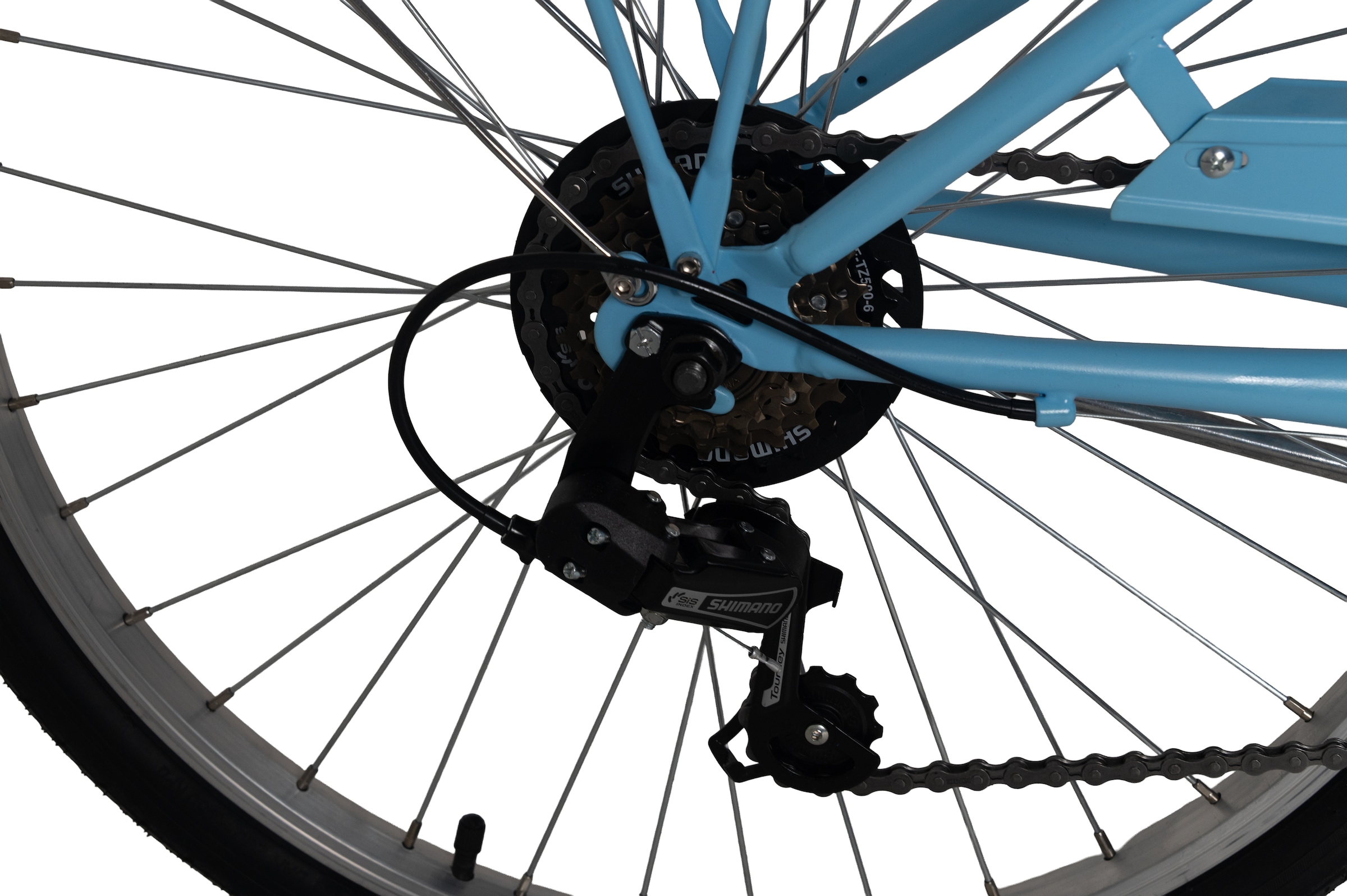 Dacapo Jugendfahrrad »DaCapo Kinderfahrrad 24'' Snow blau 6 Gänge RH 36 cm« 6 Gang Shimano Tourney Schaltwerk Kettenschaltung