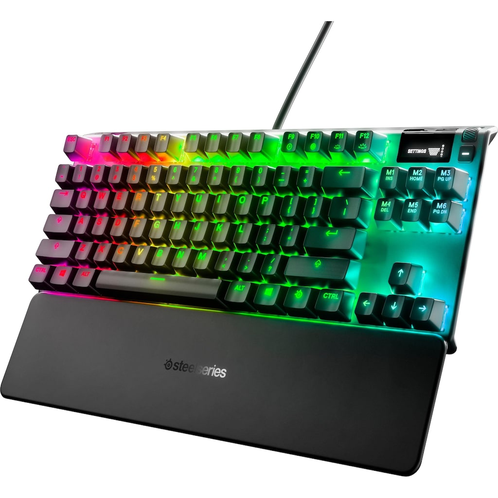 SteelSeries Gaming-Tastatur »Apex Pro TKL Mechanical«, (Smart-Display-Makrotasten-Handgelenkauflage-Multimedia-Tasten-USB-Durchschleife)