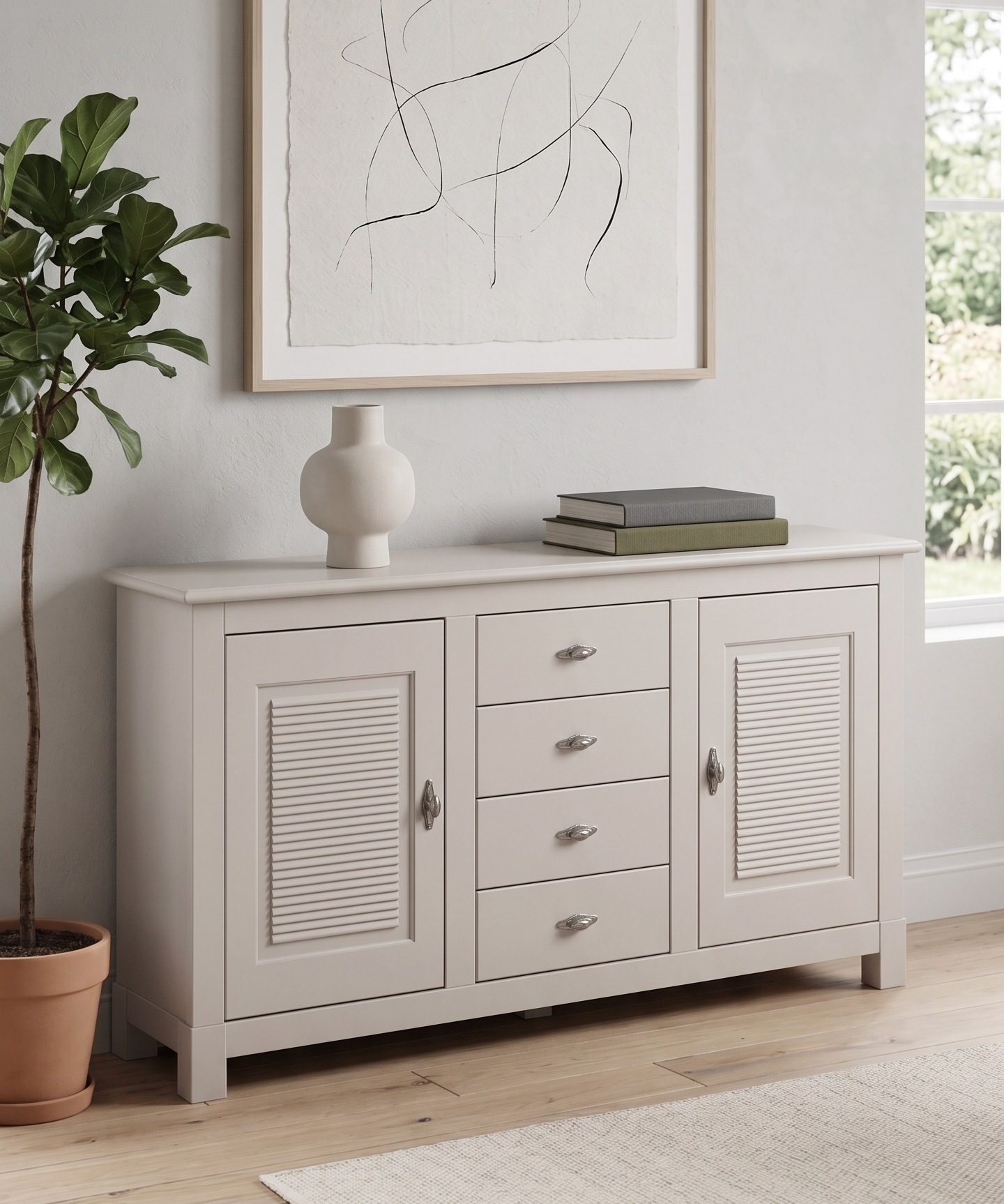 OTTO home Sideboard "Rauna, Kommode, Landhausstil" B/T/H: 150/37/84 cm, Kommode, FSC-zertifiziertes Massivholz, Breite 150 cm