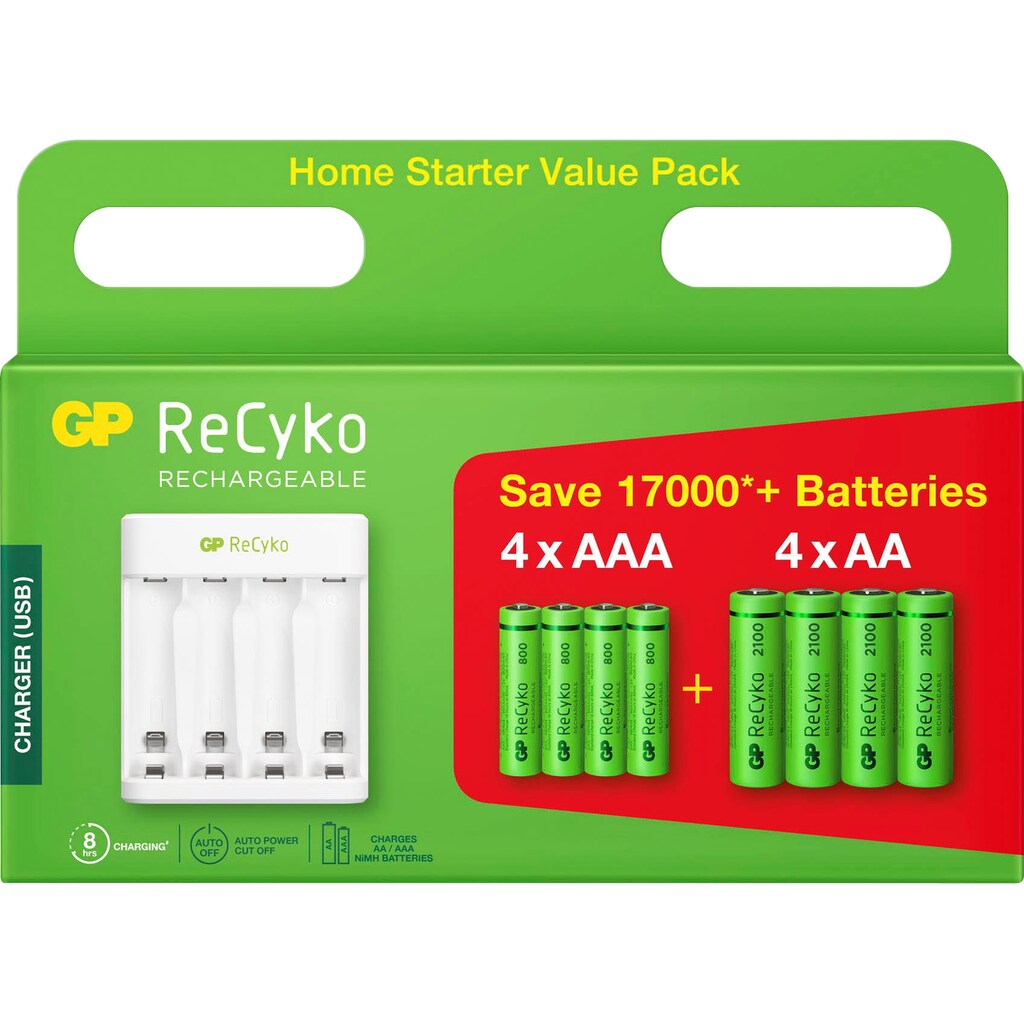 GP Batteries Batterie-Ladegerät »USB Ladegerät GP E411 4 x AA 2100 mAh 4 x AAA«