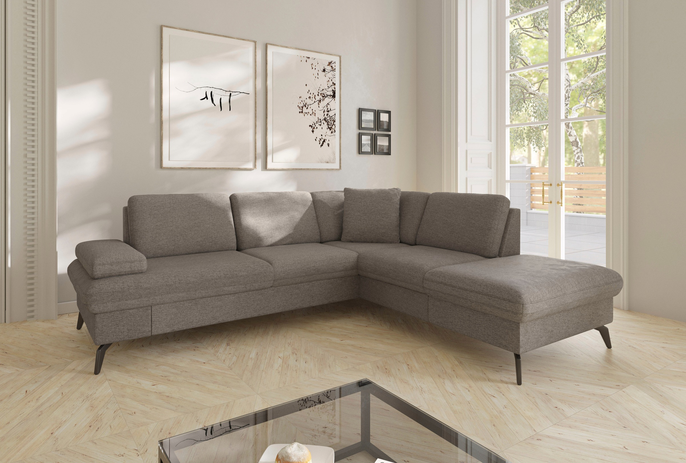 sit&more Ecksofa »Morris Jubi L-Form«, inkl. Armteilfunktion und 1 Zierkissen, wahlweise mit Bettfunktion