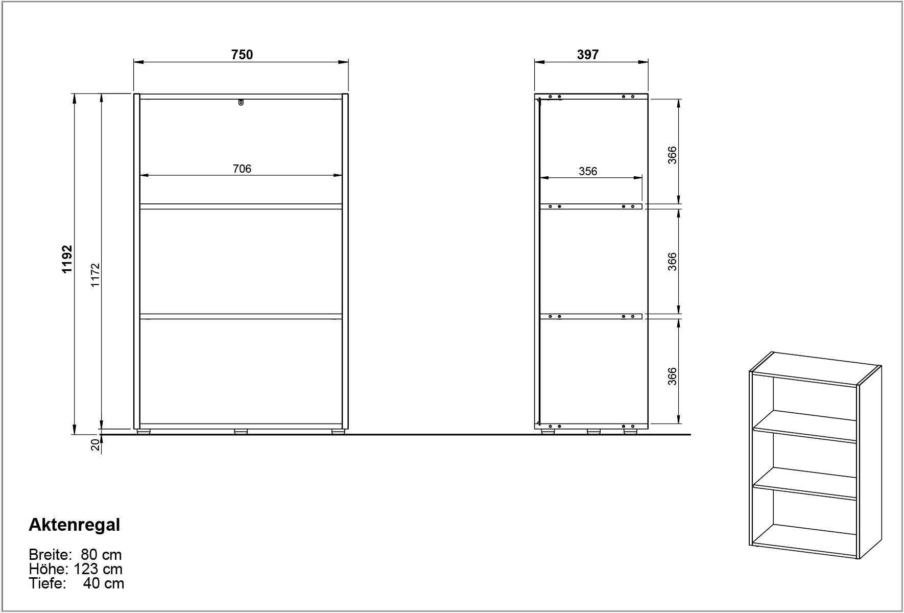 GERMANIA Aktenregal »Pasadena«, Made in Germany, hochwertig verarbeitet, Breite  80 cm kaufen | BAUR