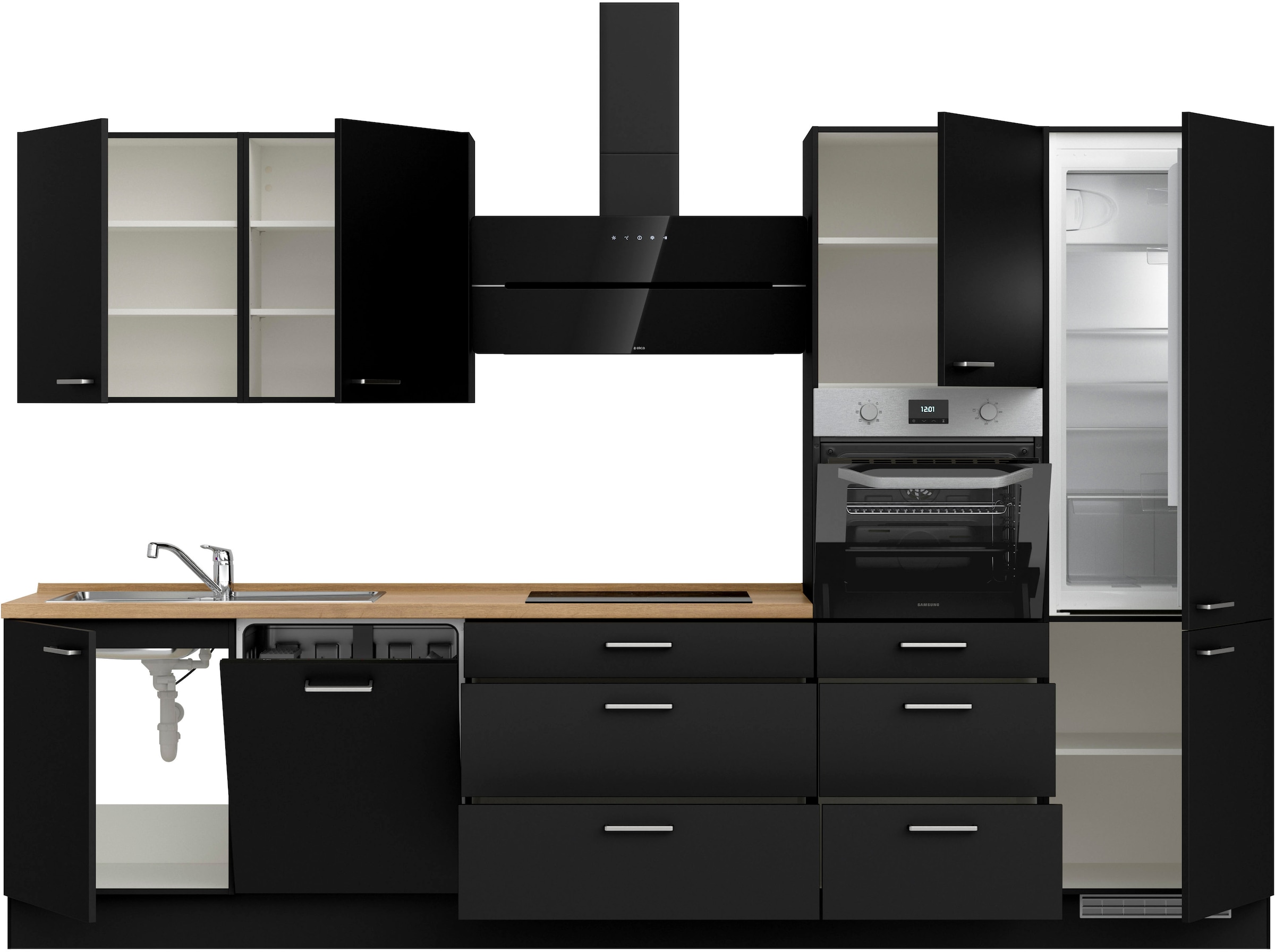 nobilia® Küchenzeile »"Touch II"«, vormontiert, Ausrichtung wählbar, Breite 330 cm, wahlw. mit E-Geräten