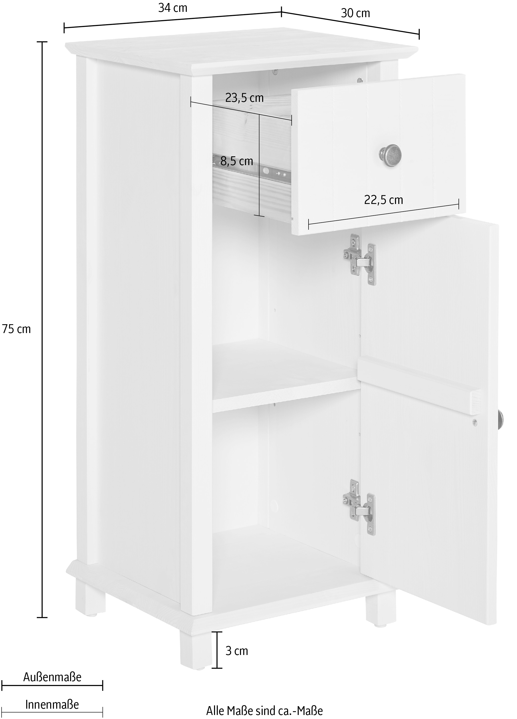 affaire BAUR aus »Vili«, Breite Unterschrank Massivholz, Kiefernholz Badezimmerschrank | cm, kaufen 34 Home