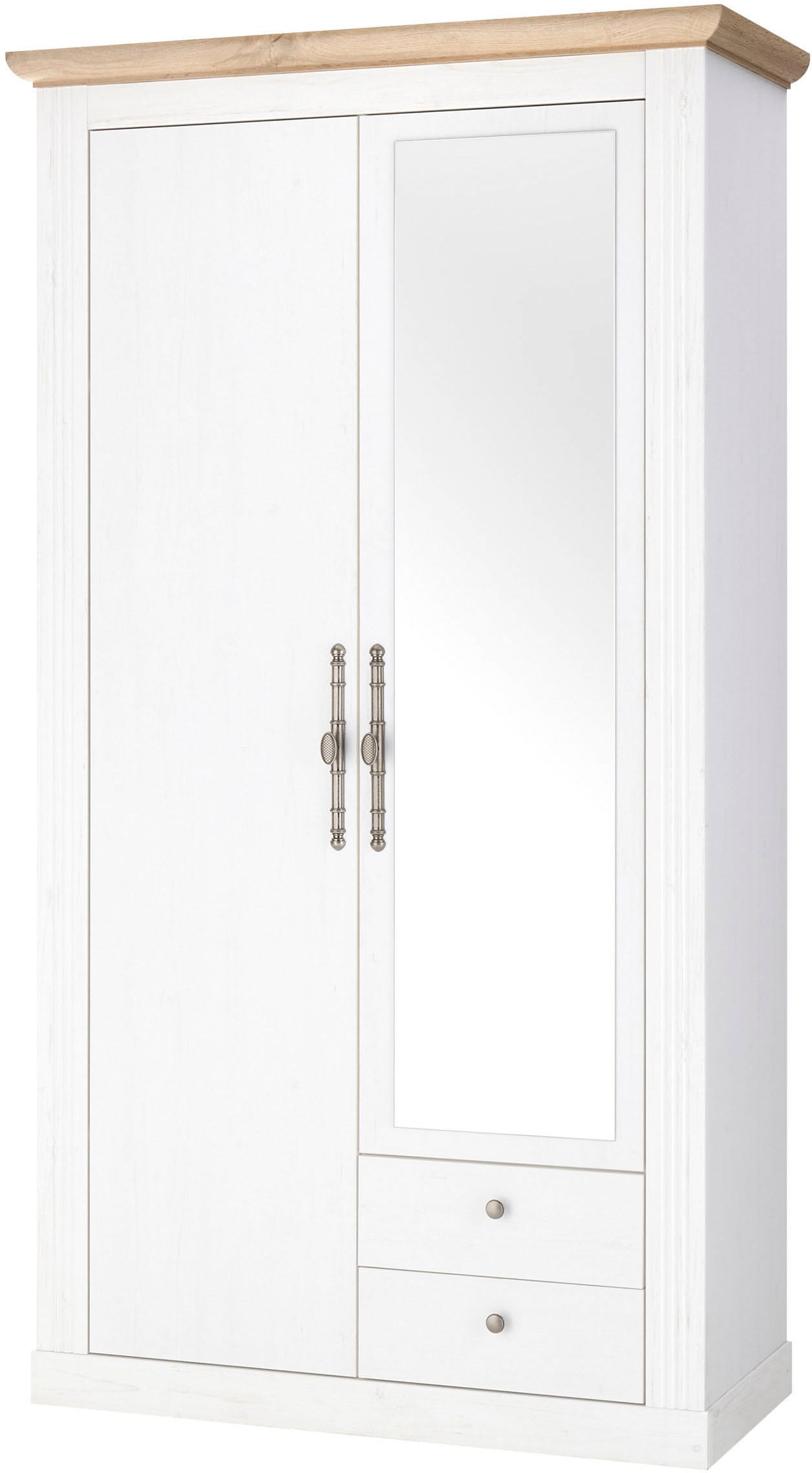 OTTO home Garderobenschrank "Westminster, Schrank im Landhausstil, Hochschrank, Schuhschrank" Metallgriffe, mit Spiegeltür, viel Stauraum, in 2 Farben erhältlich
