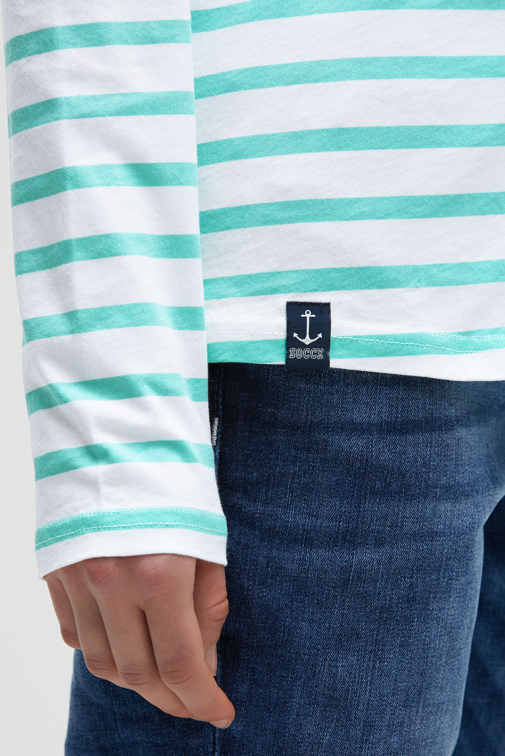 SOCCX Rundhalsshirt mit U-Boot-Ausschnitt