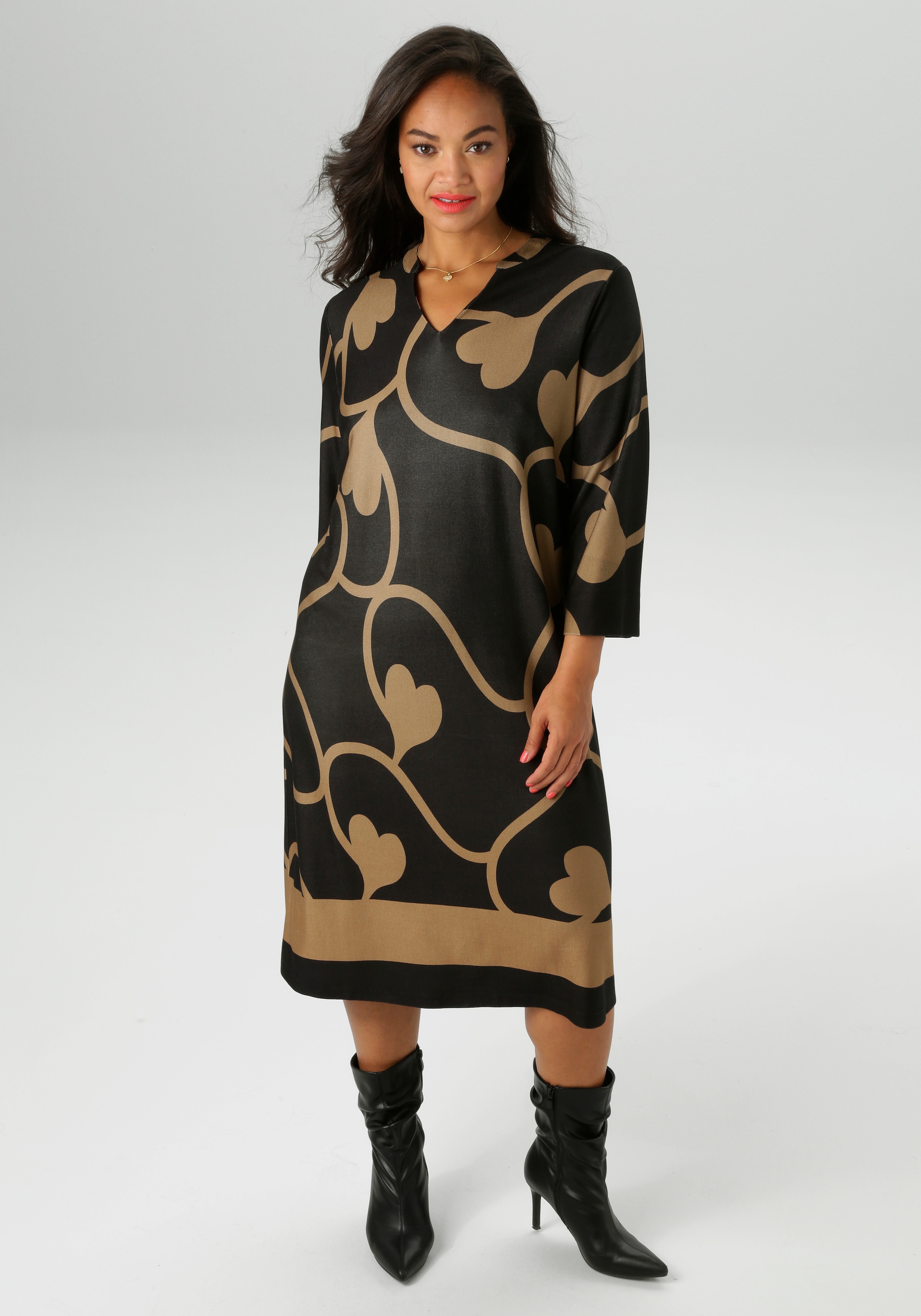 Aniston PLUS Jerseykleid, mit interessantem Allover-Print - NEUE KOLLEKTION