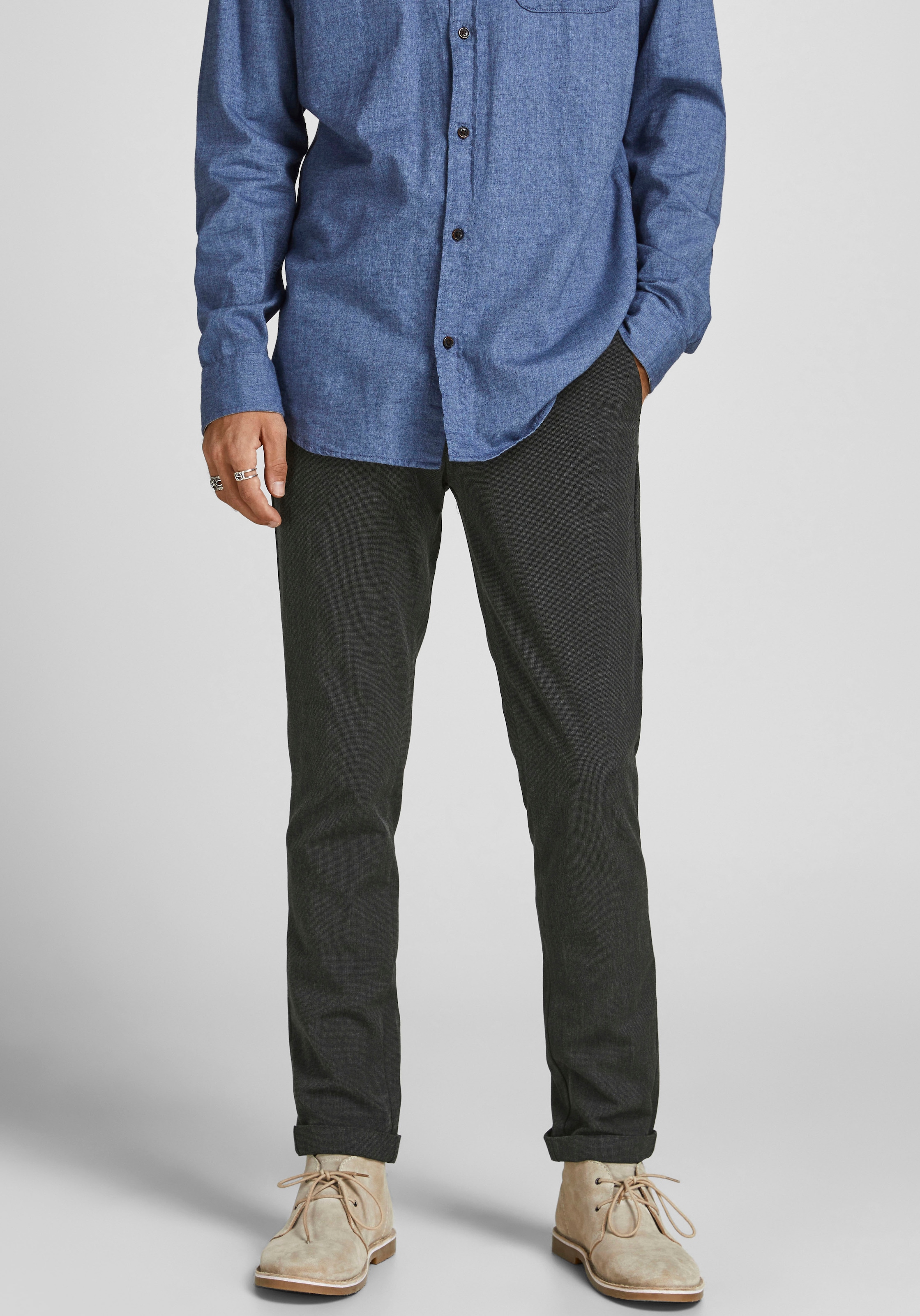 Jack & Jones Herren Chino Hose JPSTMARCO JJCONNOR - Slim Fit Beige Grau günstig online kaufen
